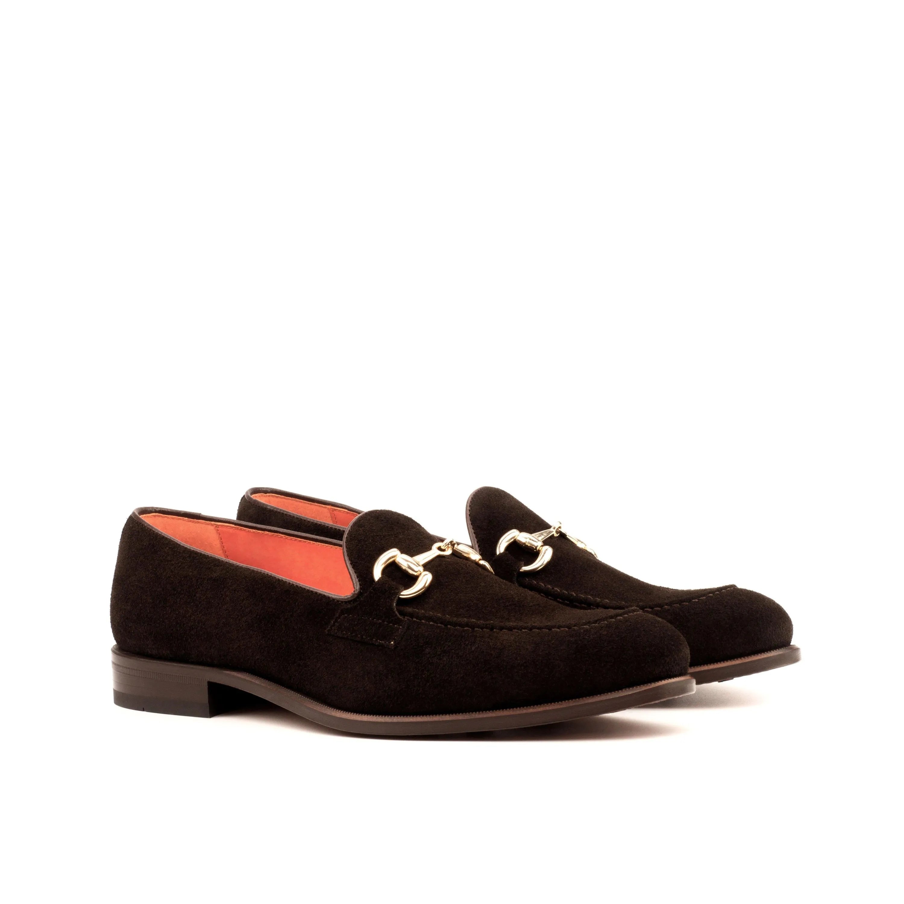 Back view of brown suede horsebit Nndee Loafers II, luxury bespoke shoes for men
