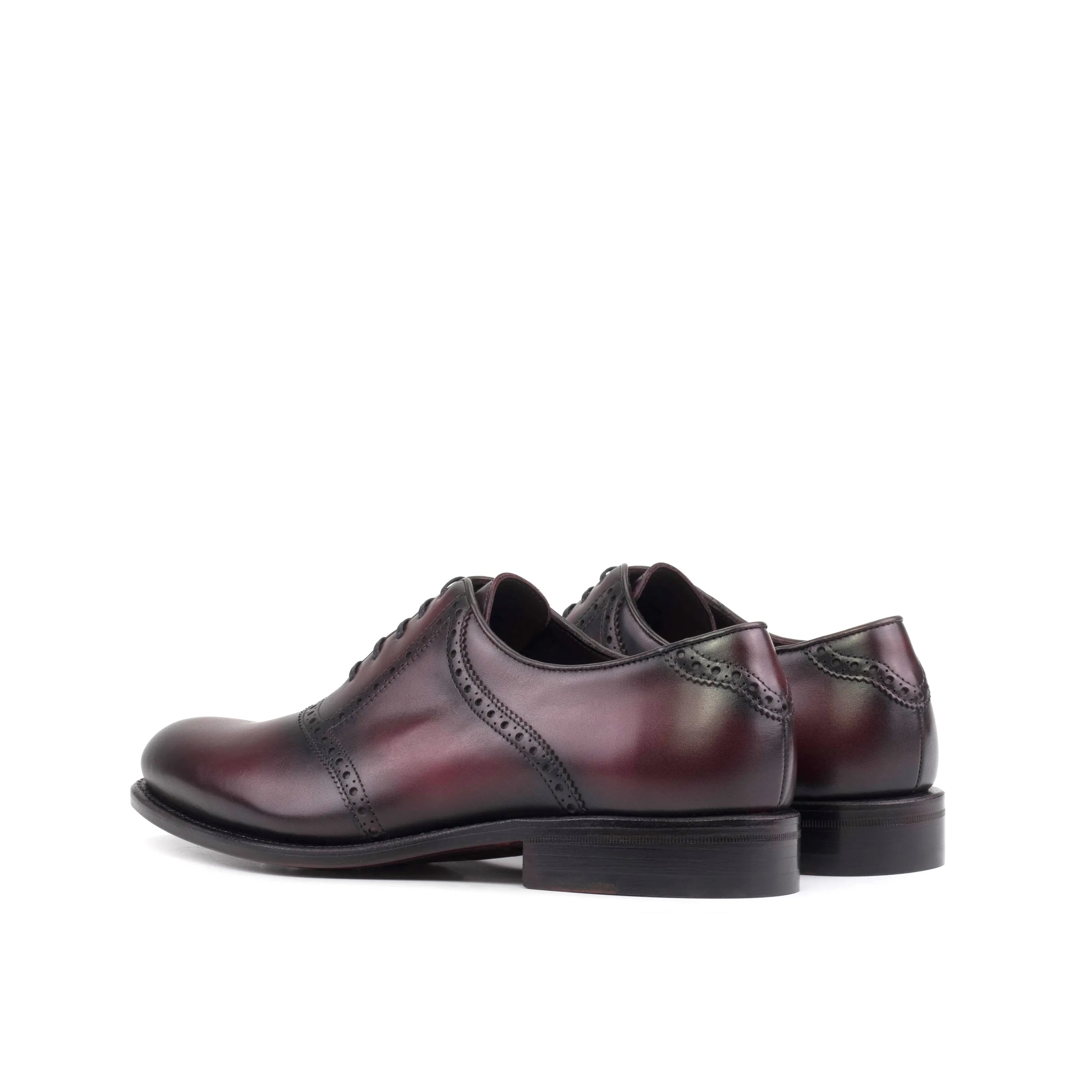 Noble saddle shoes in burgundy leather, back view