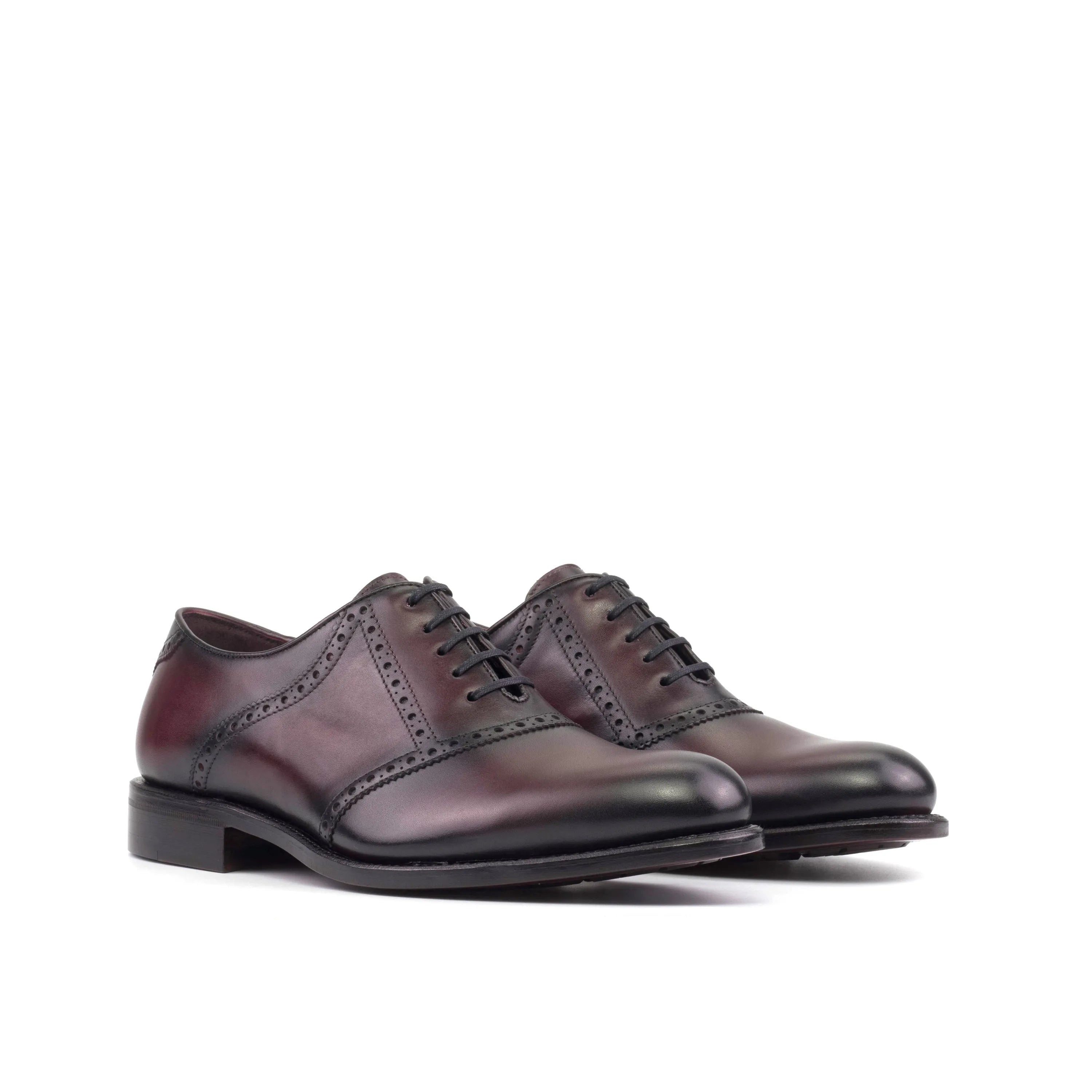 Noble saddle shoes in burgundy leather, elegant dress style