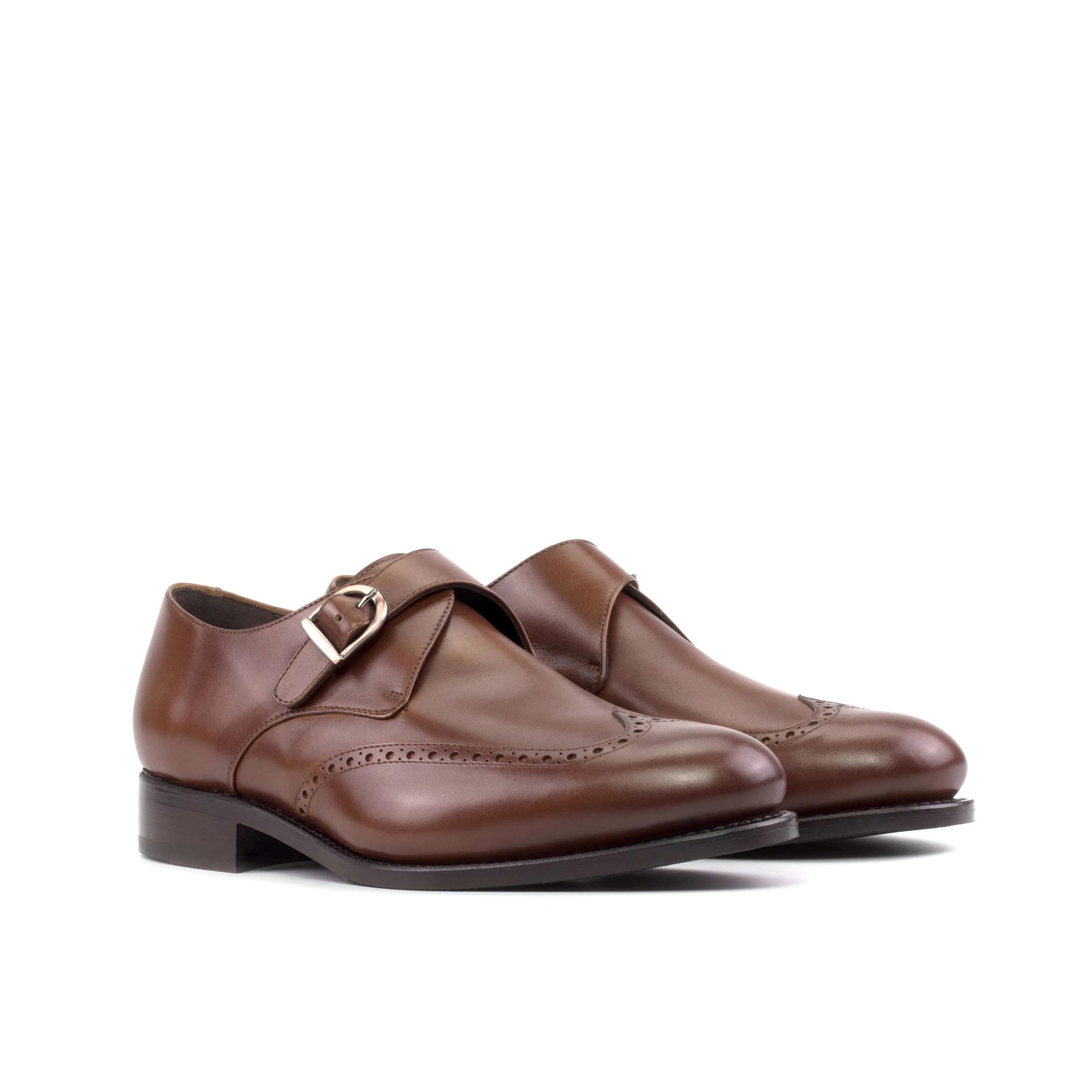 Noble Single Monk brown leather monk strap shoes