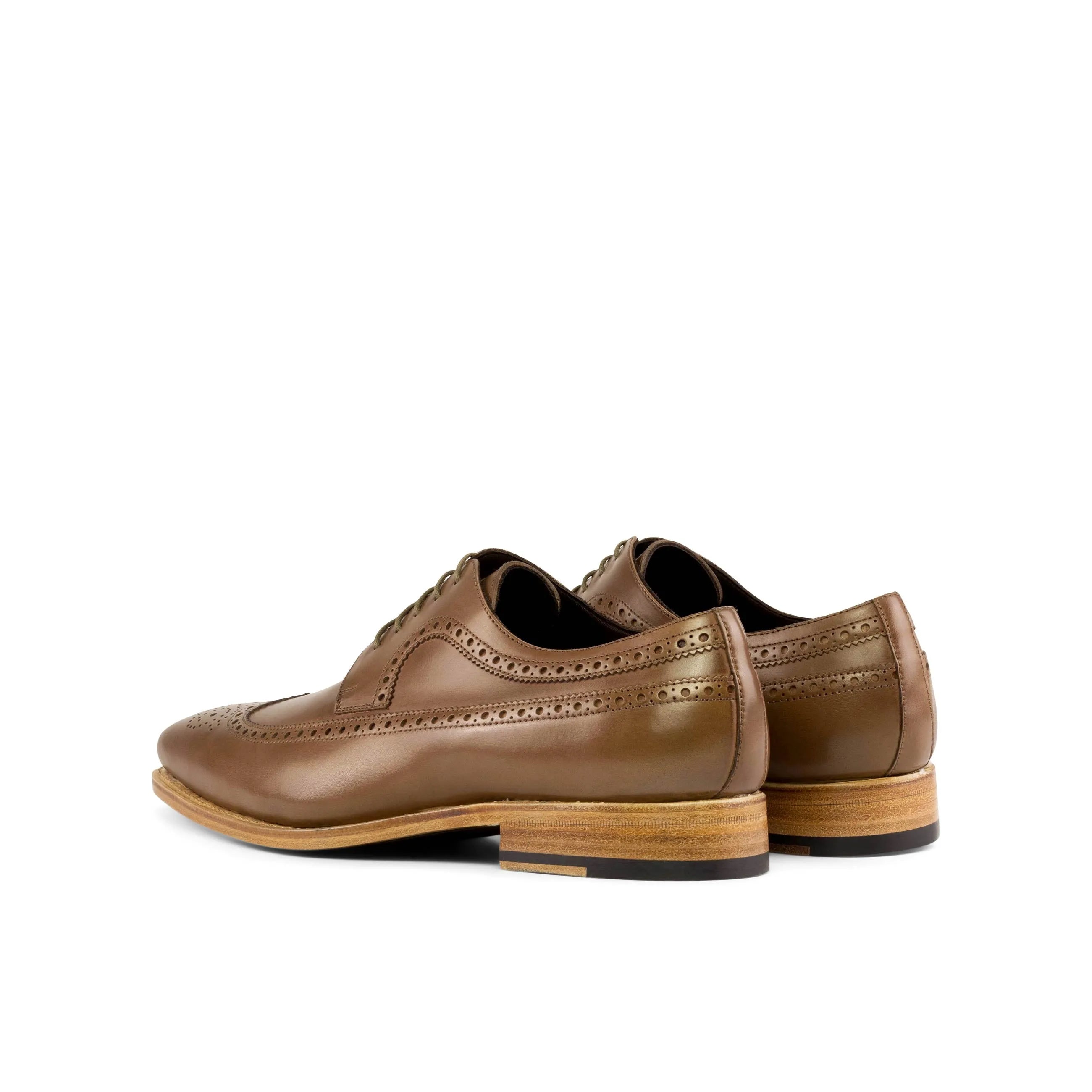 Brown leather Norman Longwing Blucher wingtip dress shoes