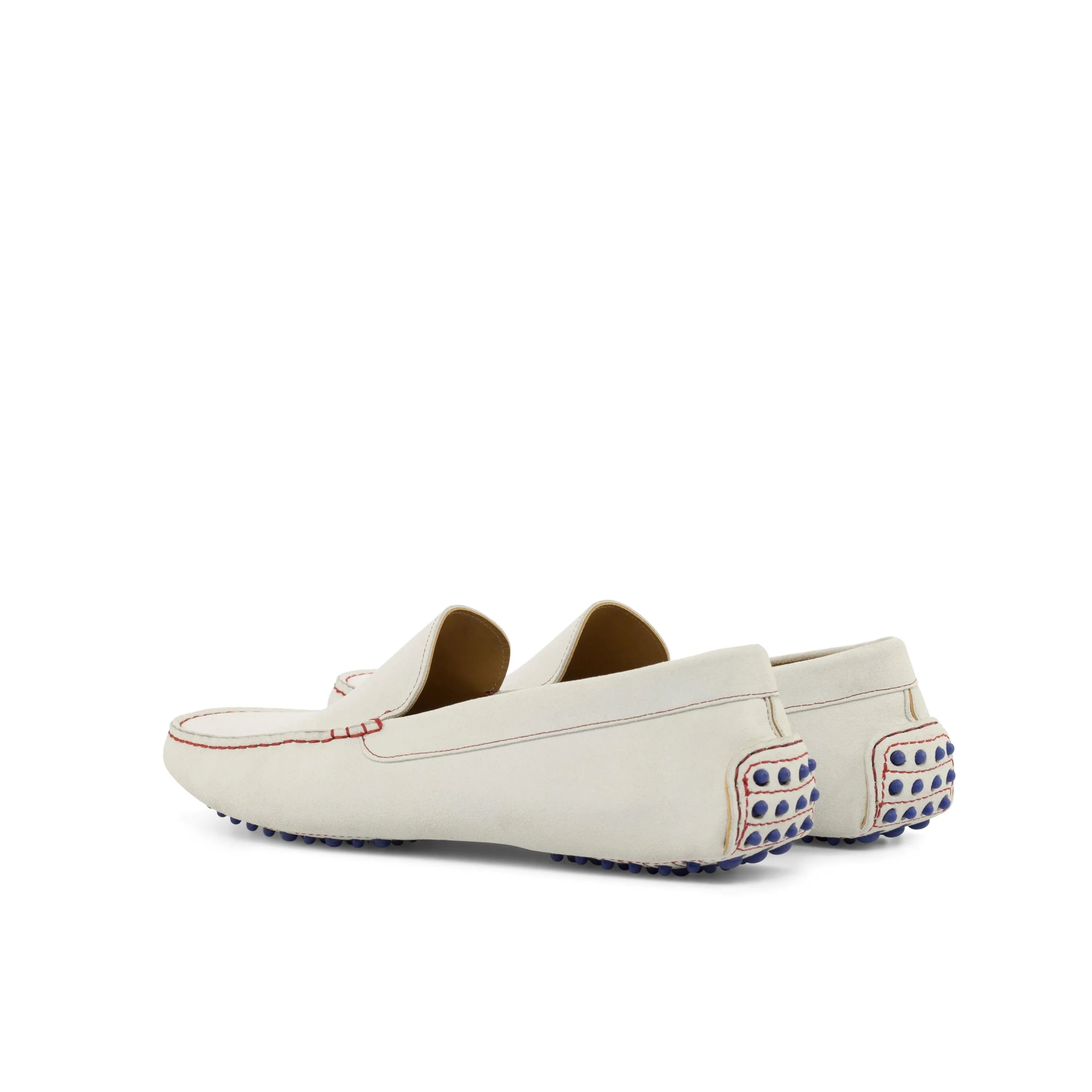 North Driver white leather driving loafers, luxury bespoke shoes for men