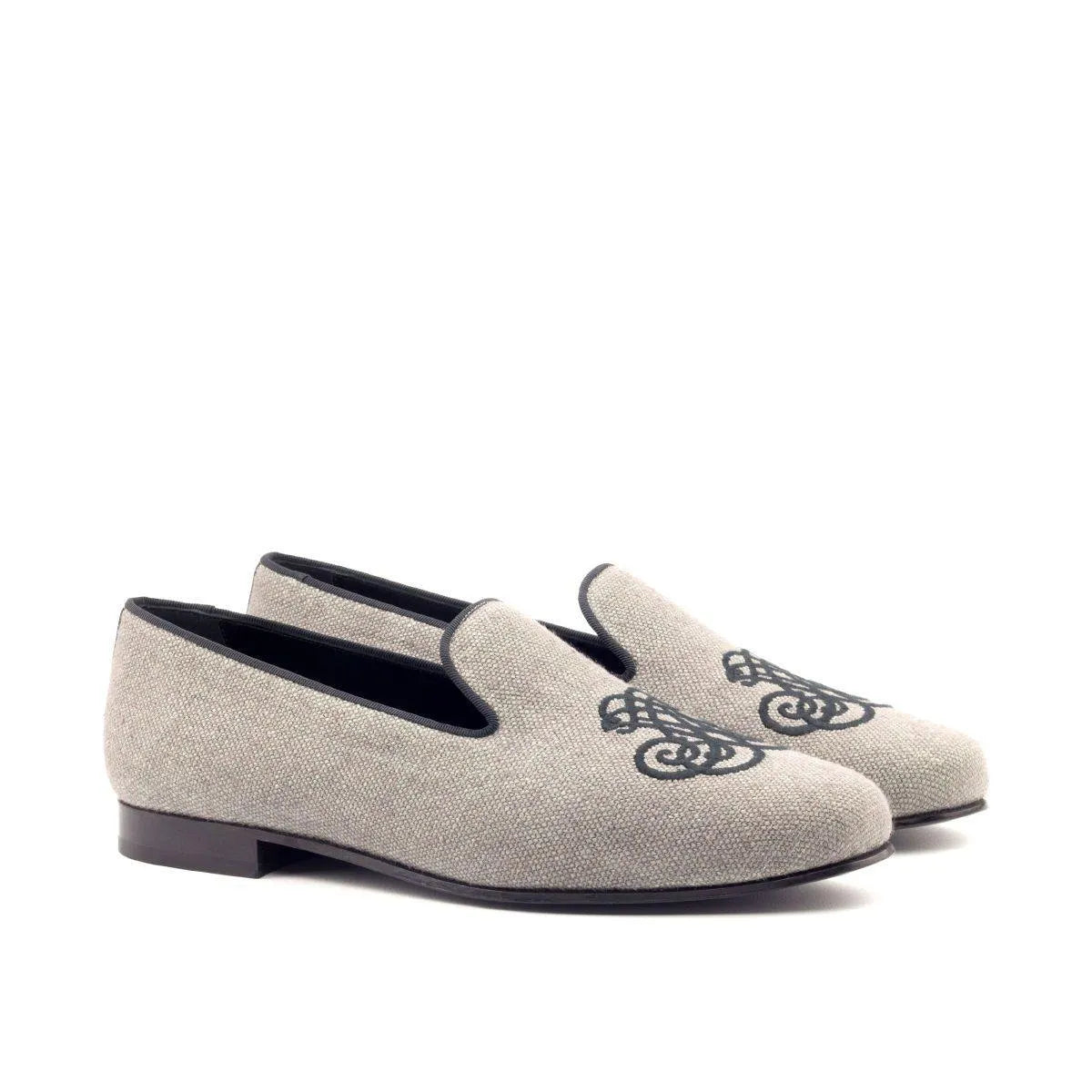 Gray embroidered loafers on Ocean9 Wellington Slipon