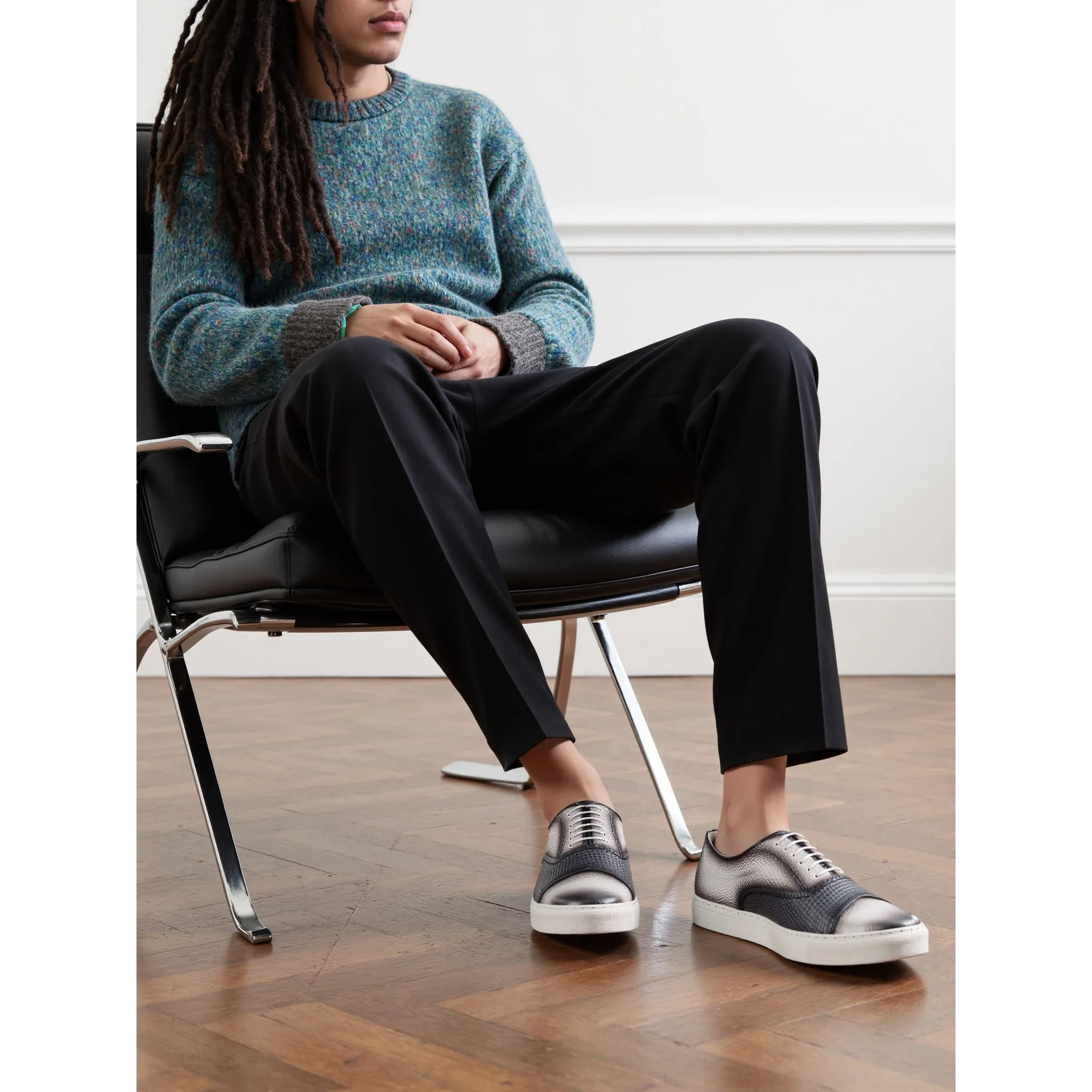 Silver and black leather Olimpia Oxford Sneaker II