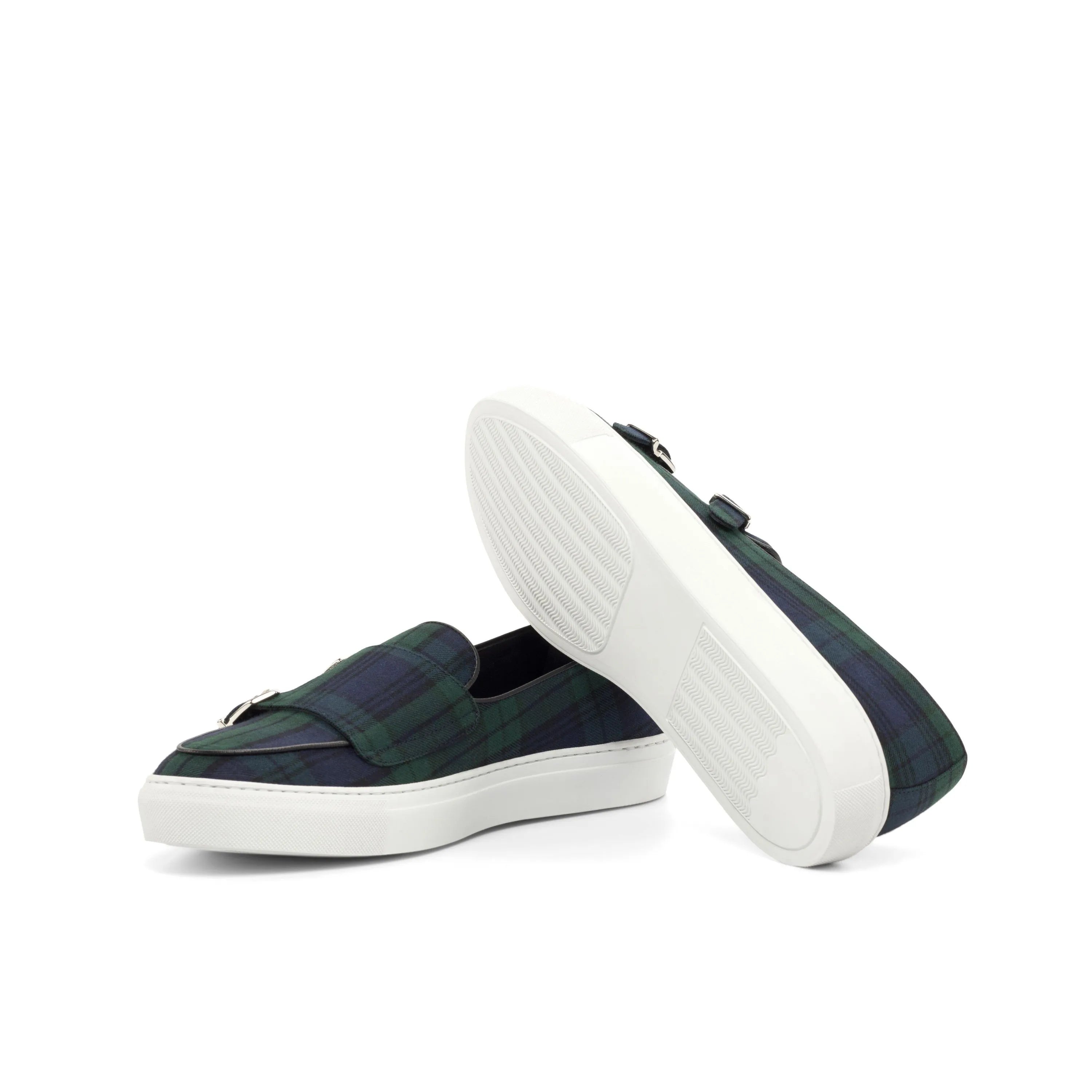 Oliver monk sneaker with plaid double monk strap slip-on design