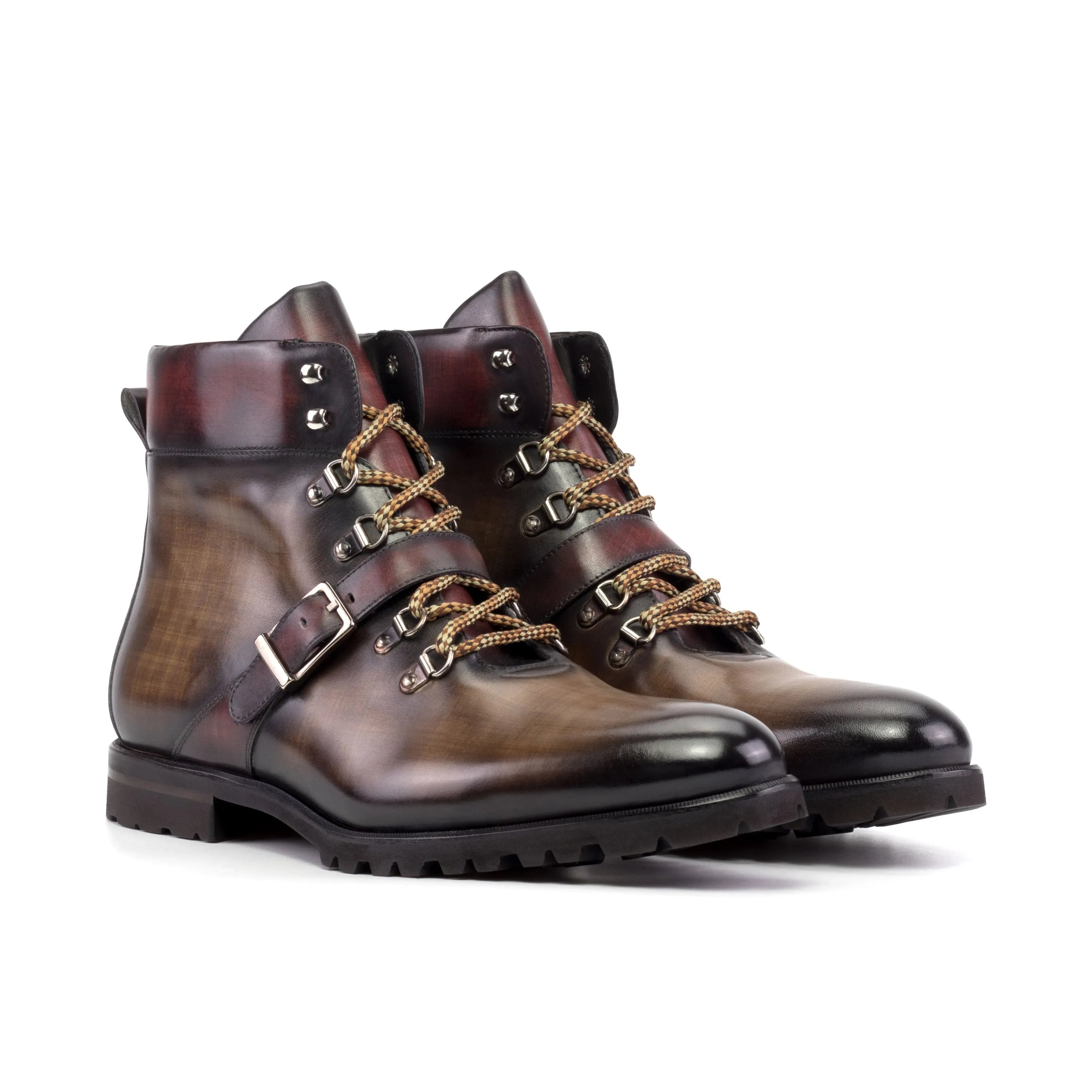 Orizaba patina hiking boots rear view in leather