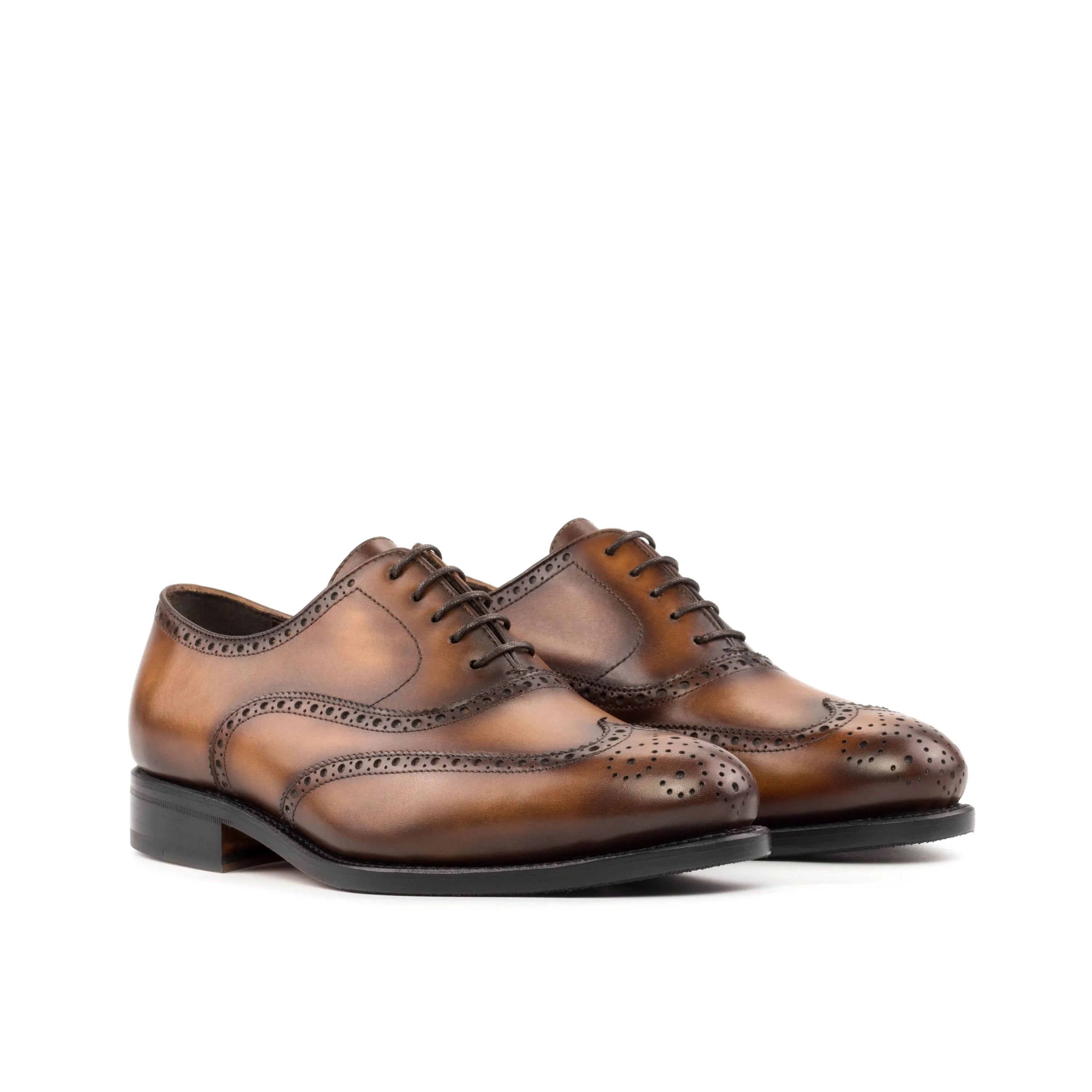 Pawl full brogue brown leather wingtip dress shoes