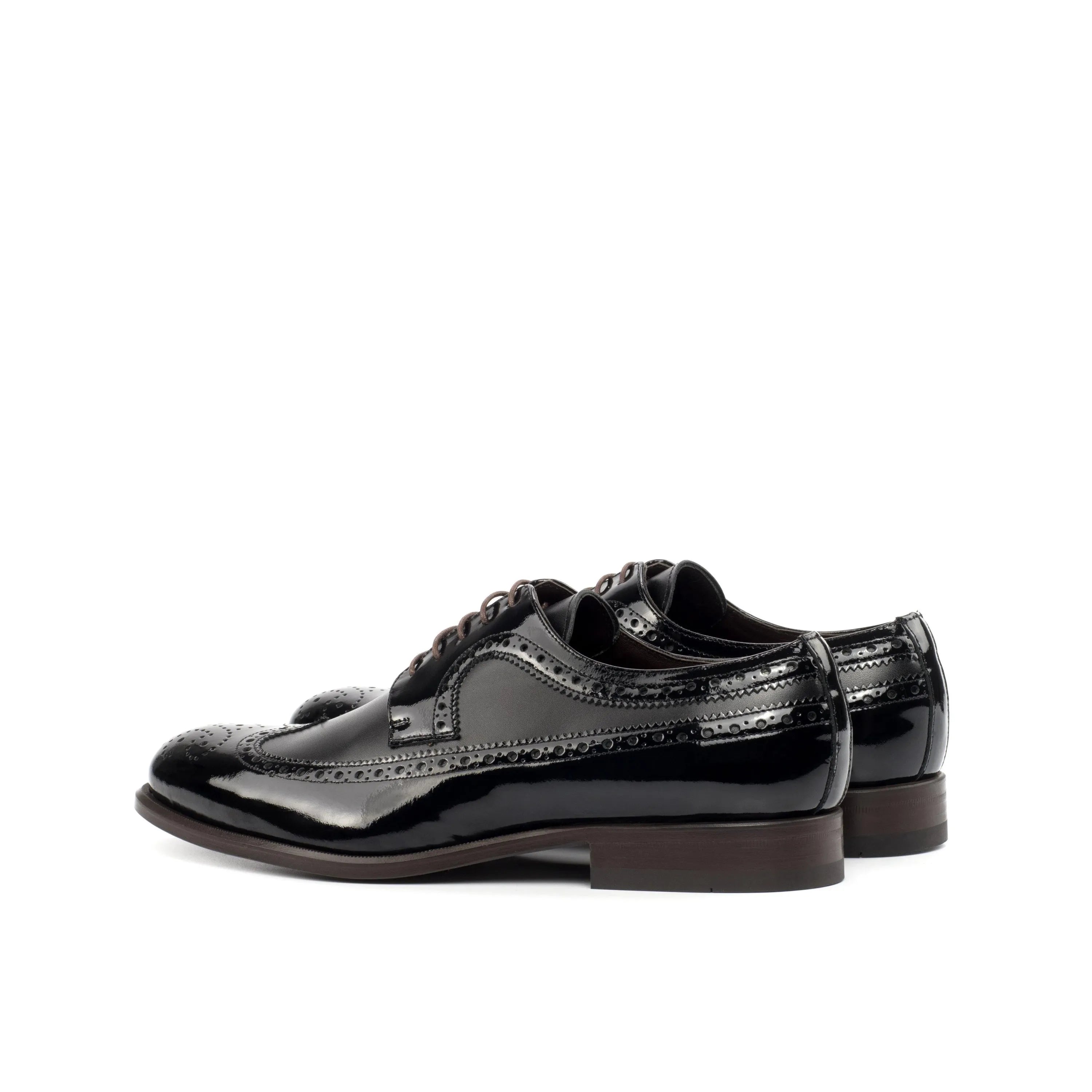 Shiny Peter Longwing Blucher black dress shoes pair