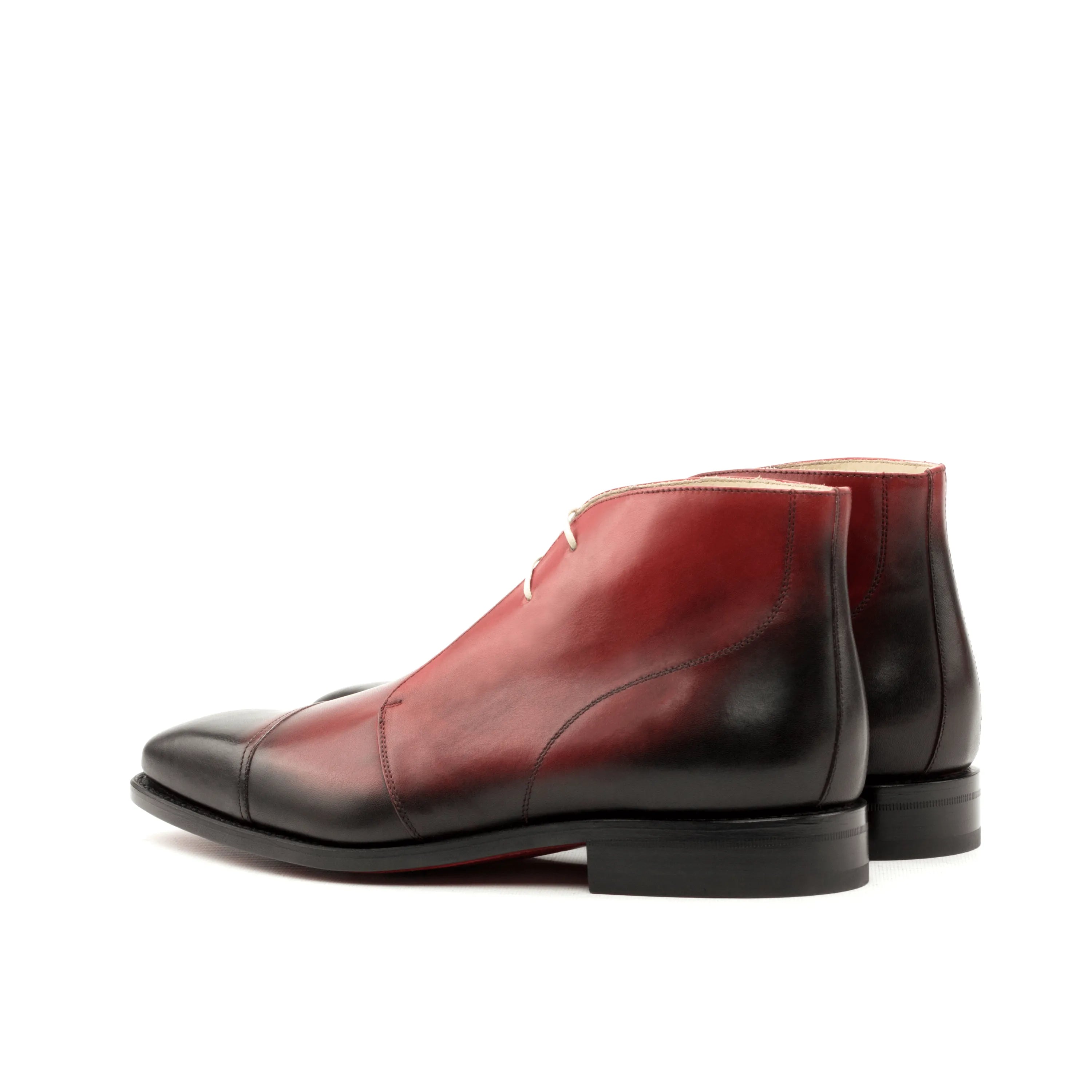 Philo Chukkas burgundy leather cap-toe chukka boots for men