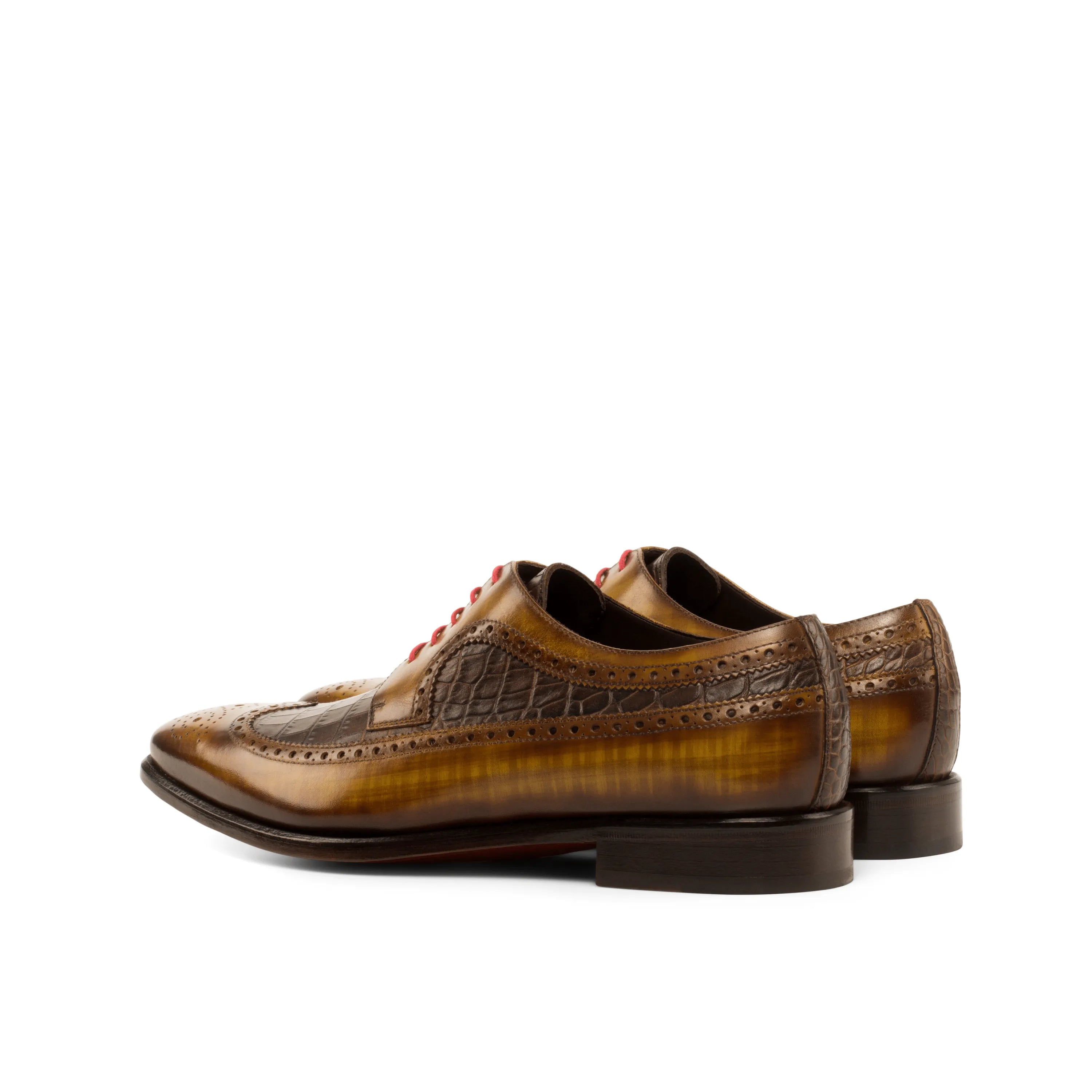 Brown leather Power2 longwing patina blucher wingtip dress shoes