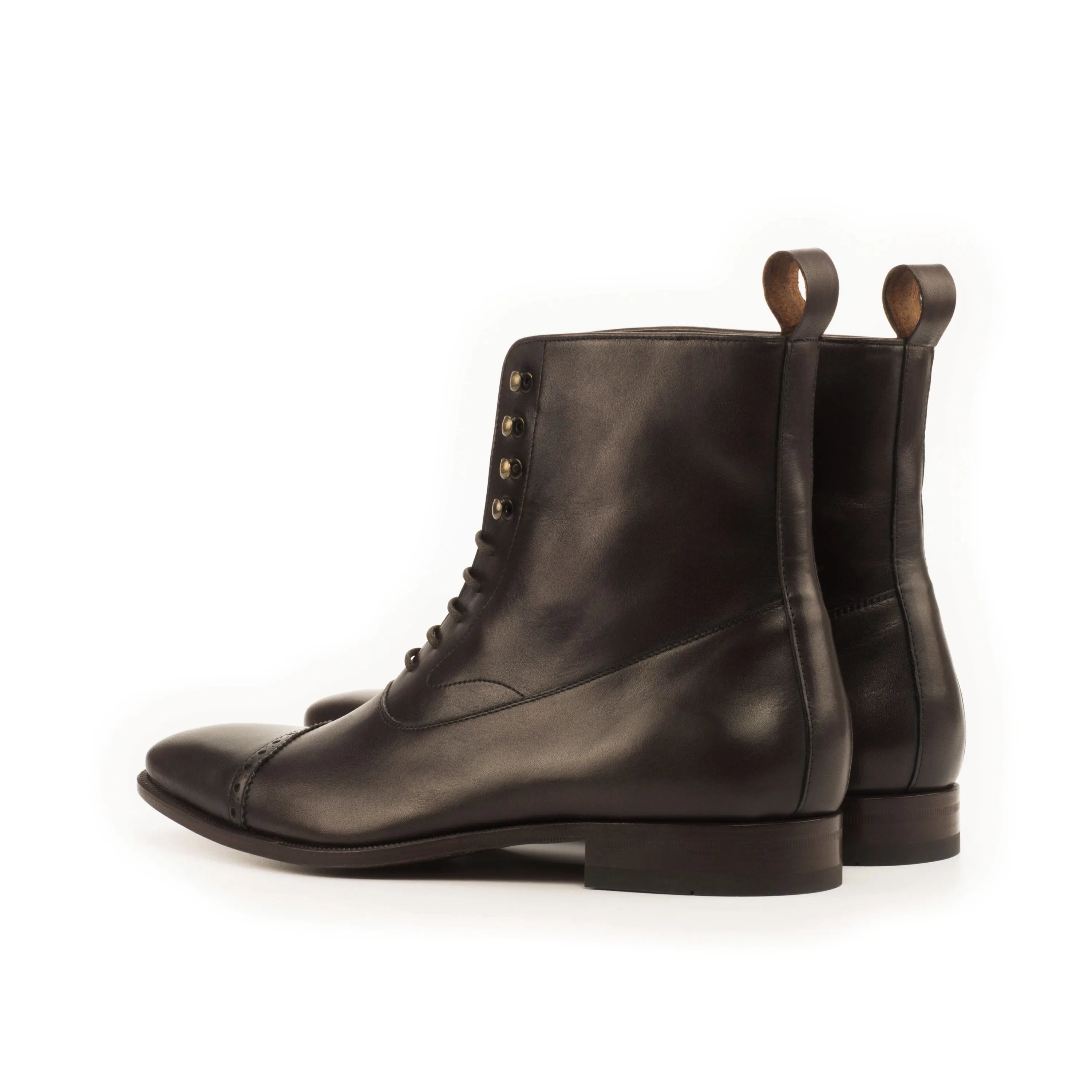 Ptcelia Balmoral boots in black leather with lace-up design