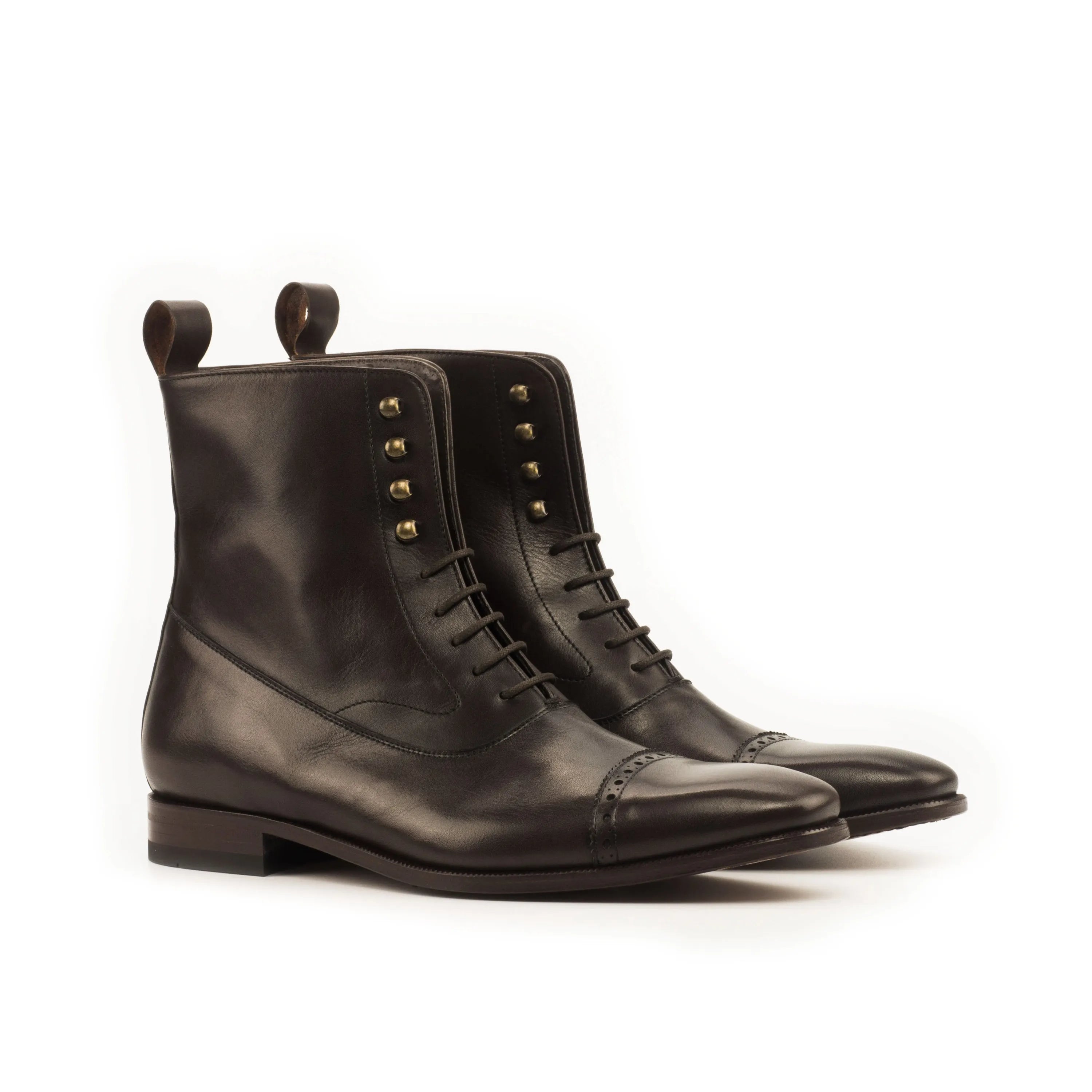 Ptcelia Balmoral Boots: pair of black leather lace-up balmoral boots