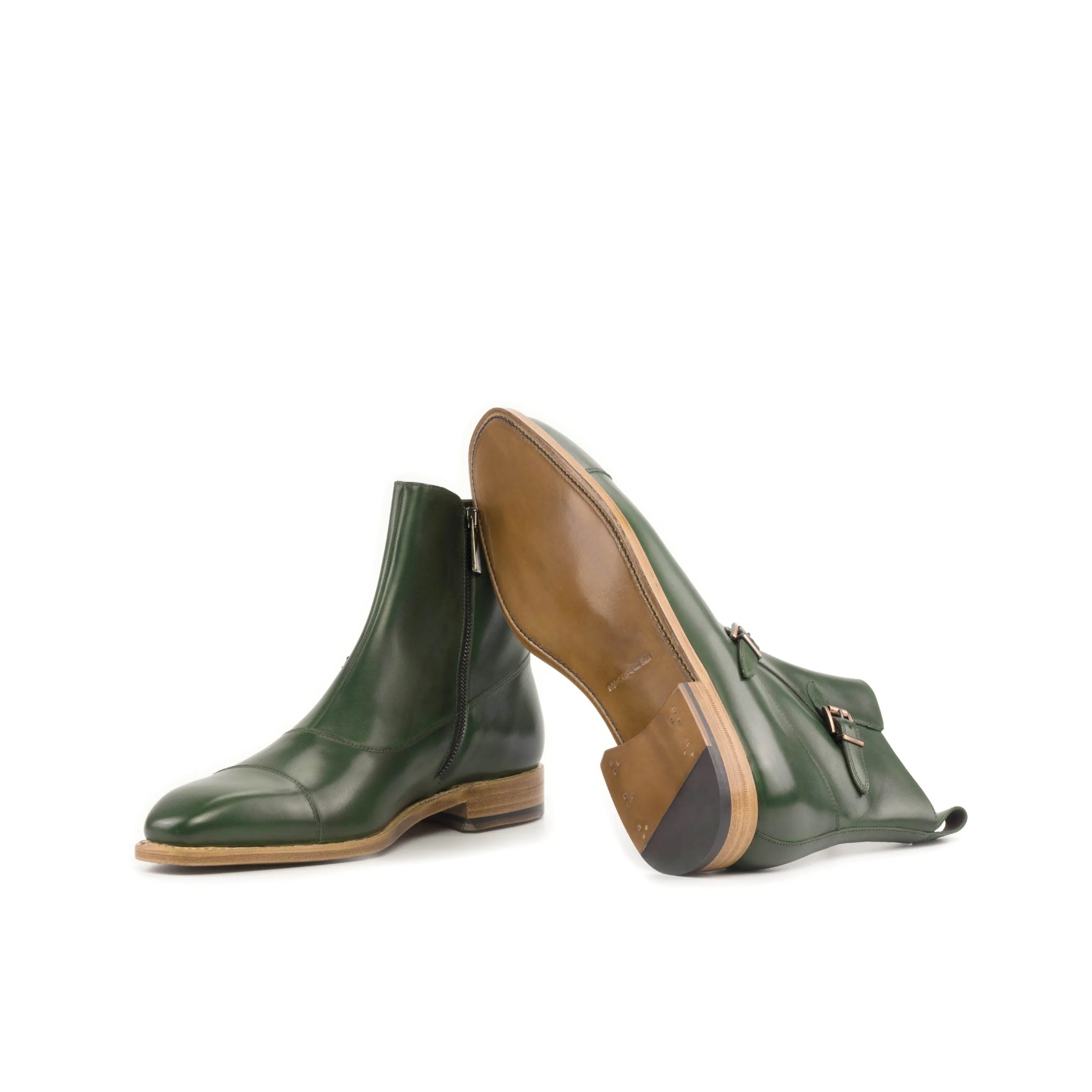 Ralphie Octavian Boots II in forest green vitello with leather sole