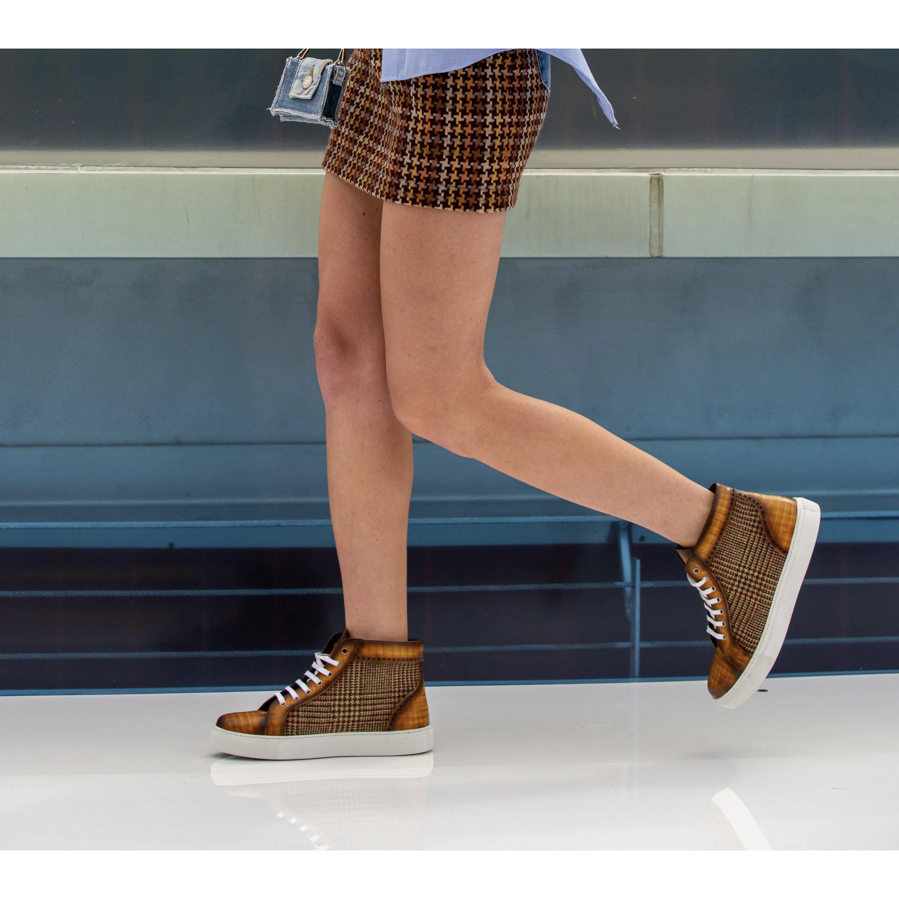 Randy Ladies High houndstooth high-top sneakers back view