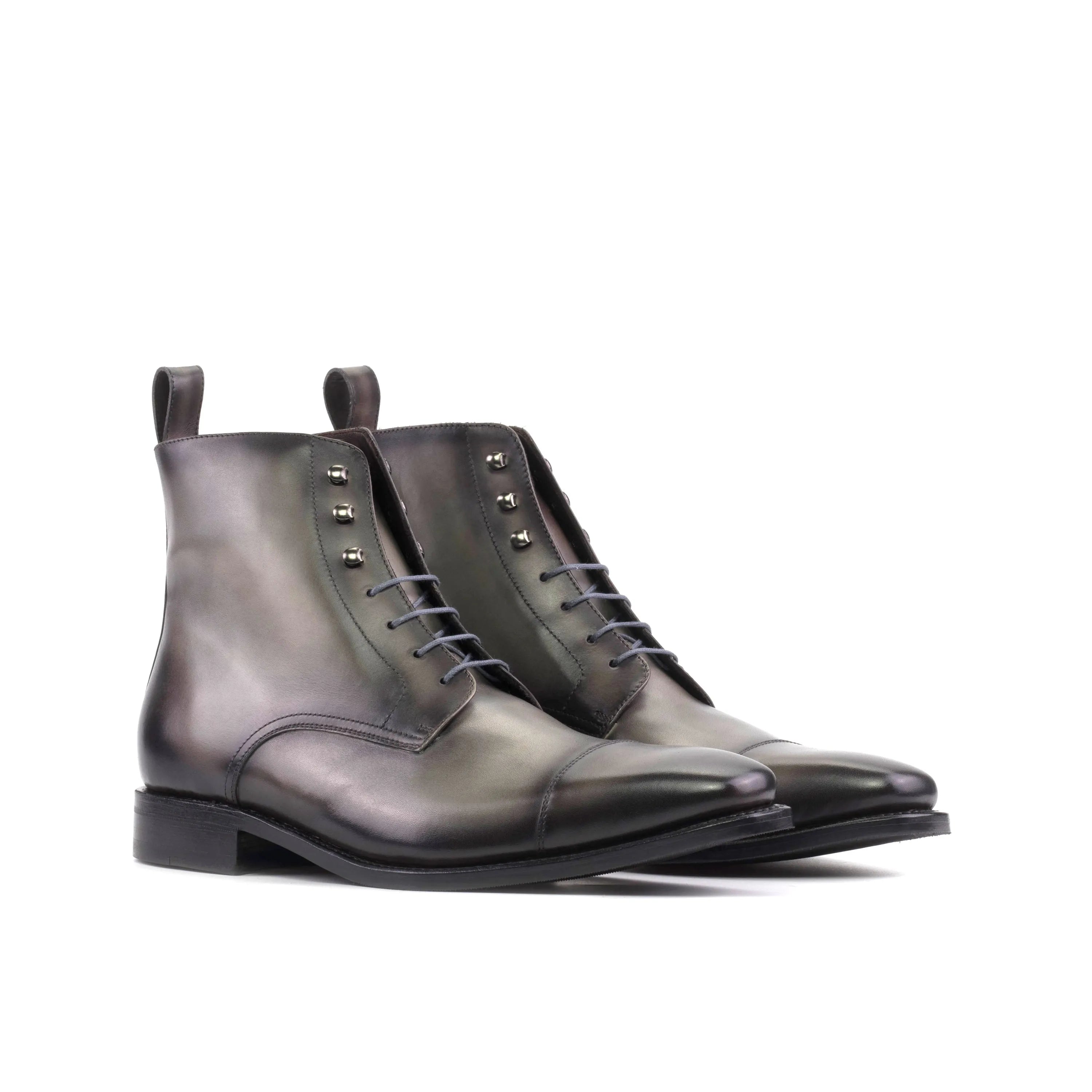Pair of gray leather lace-up Rawul Jumper Boots