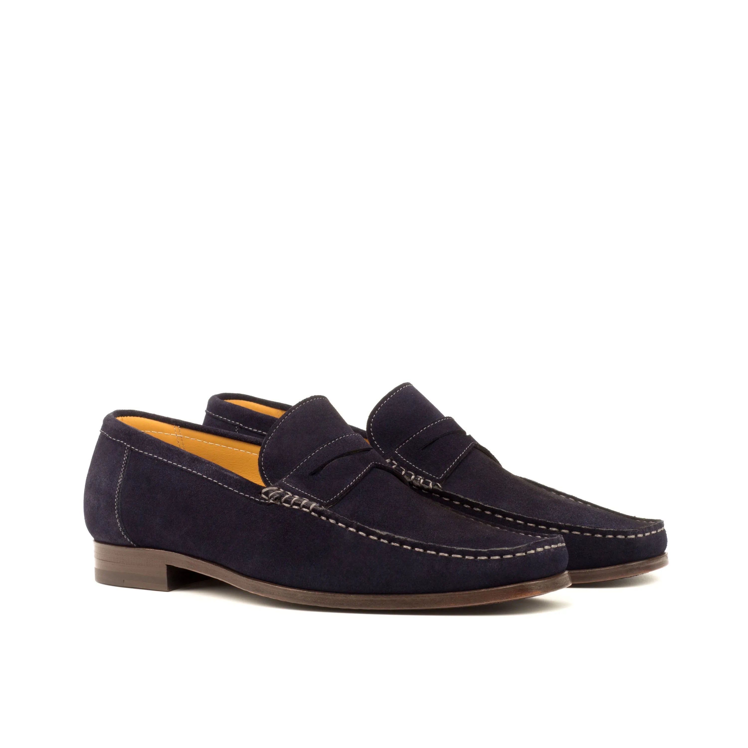 Navy suede Reverie Moccasin luxury bespoke shoes for men