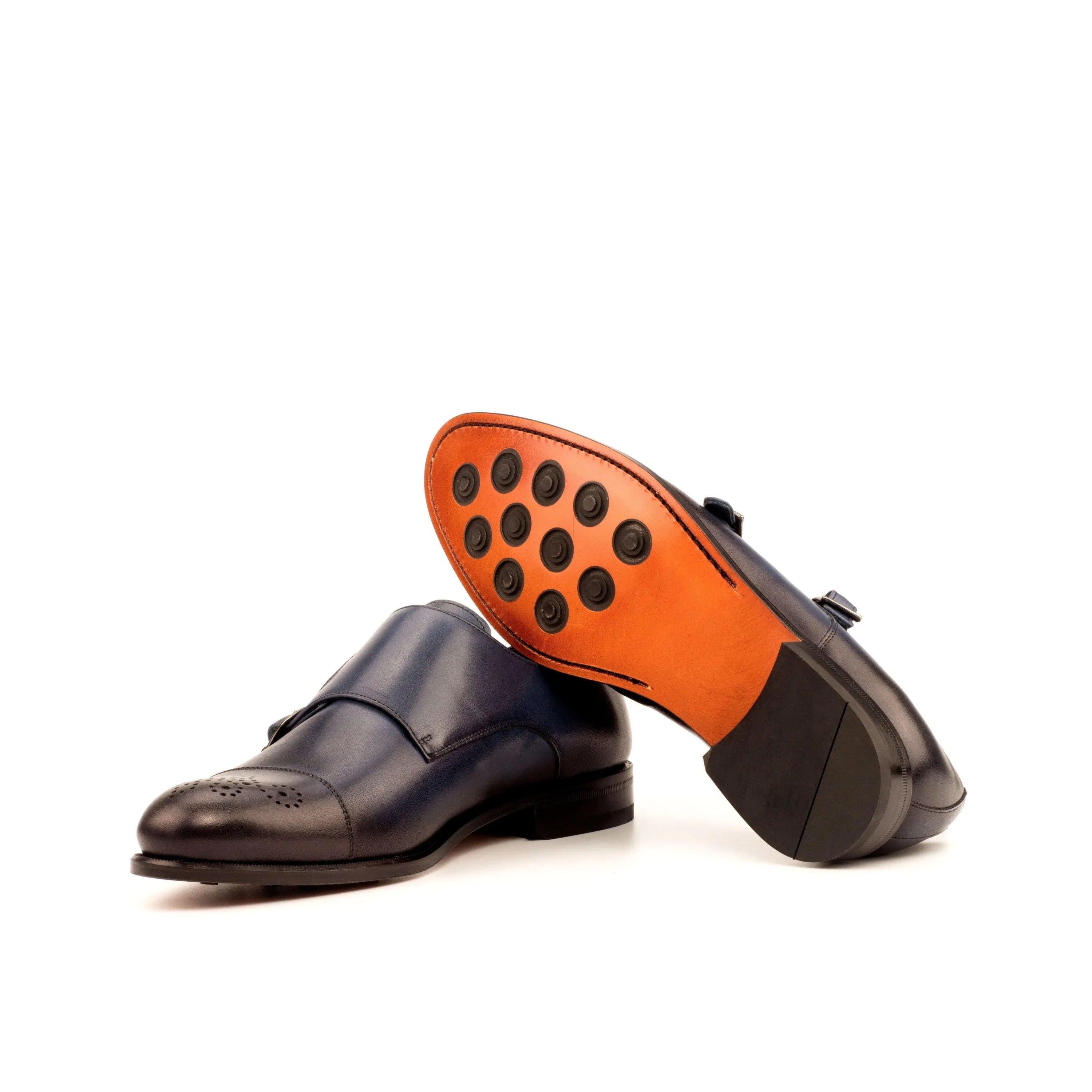 Rivo Double Monk Shoes II leather rounded toe back view