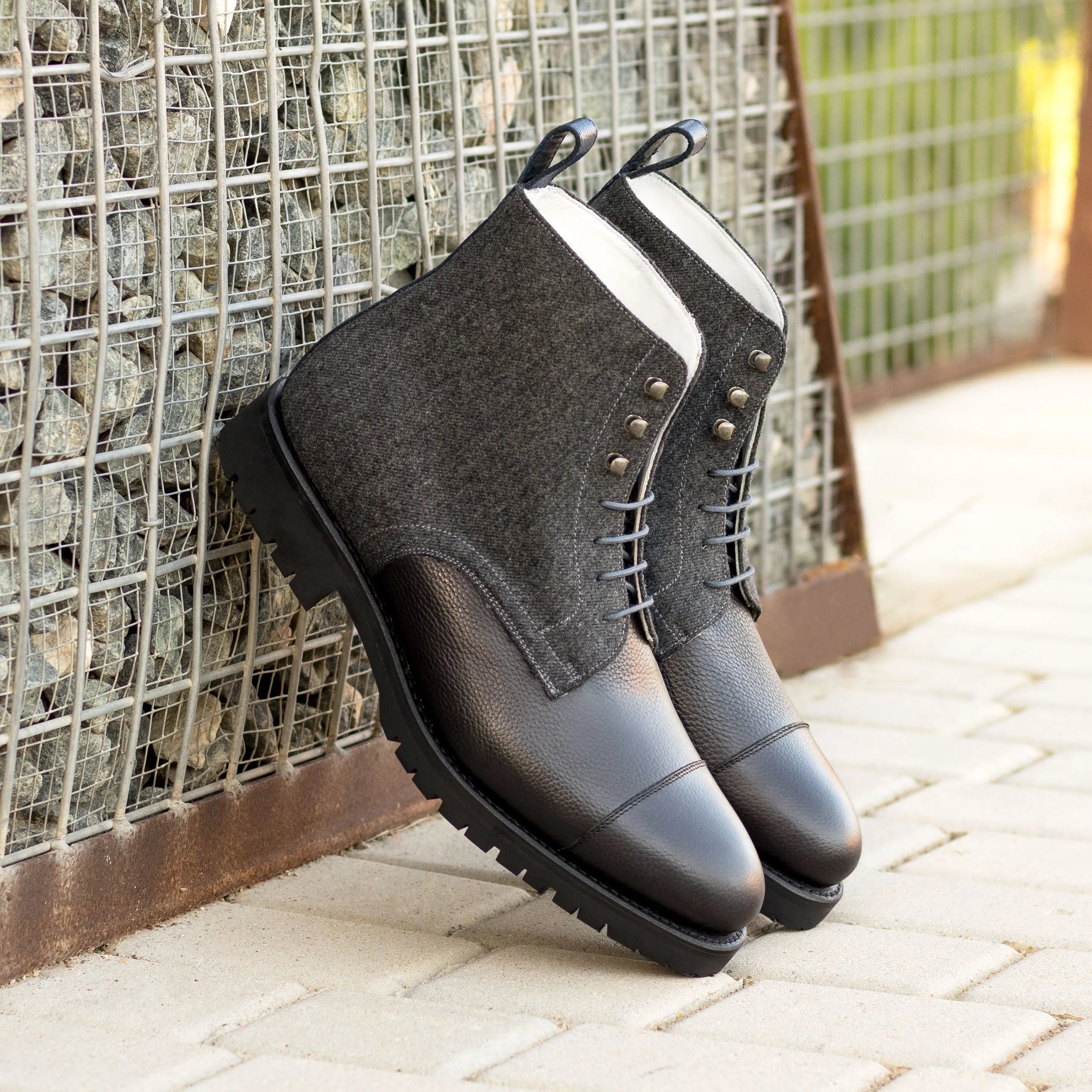 Pair of gray and black Rockfeild Jumper Boots