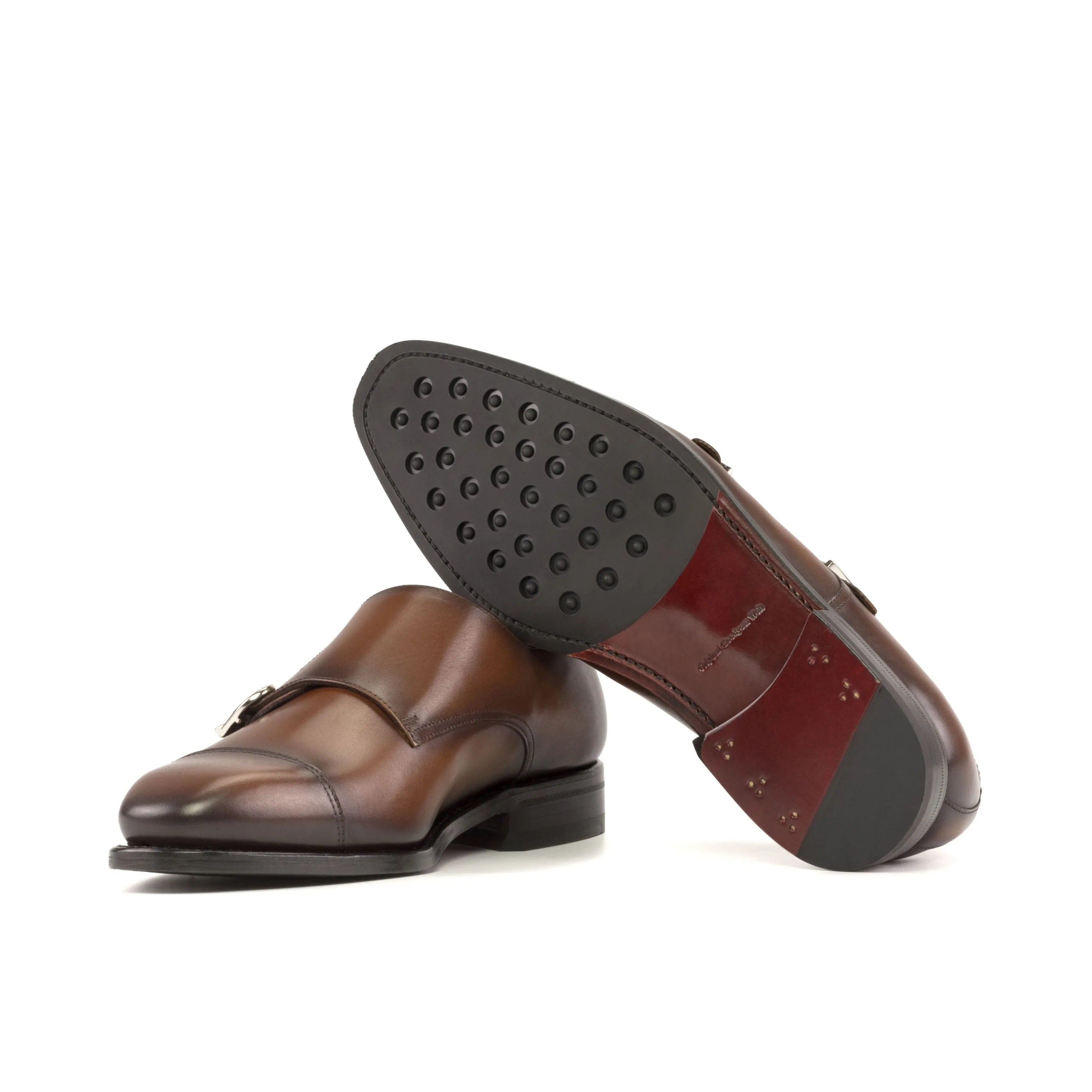 Rosirto Double Monk II brown leather double monk shoes