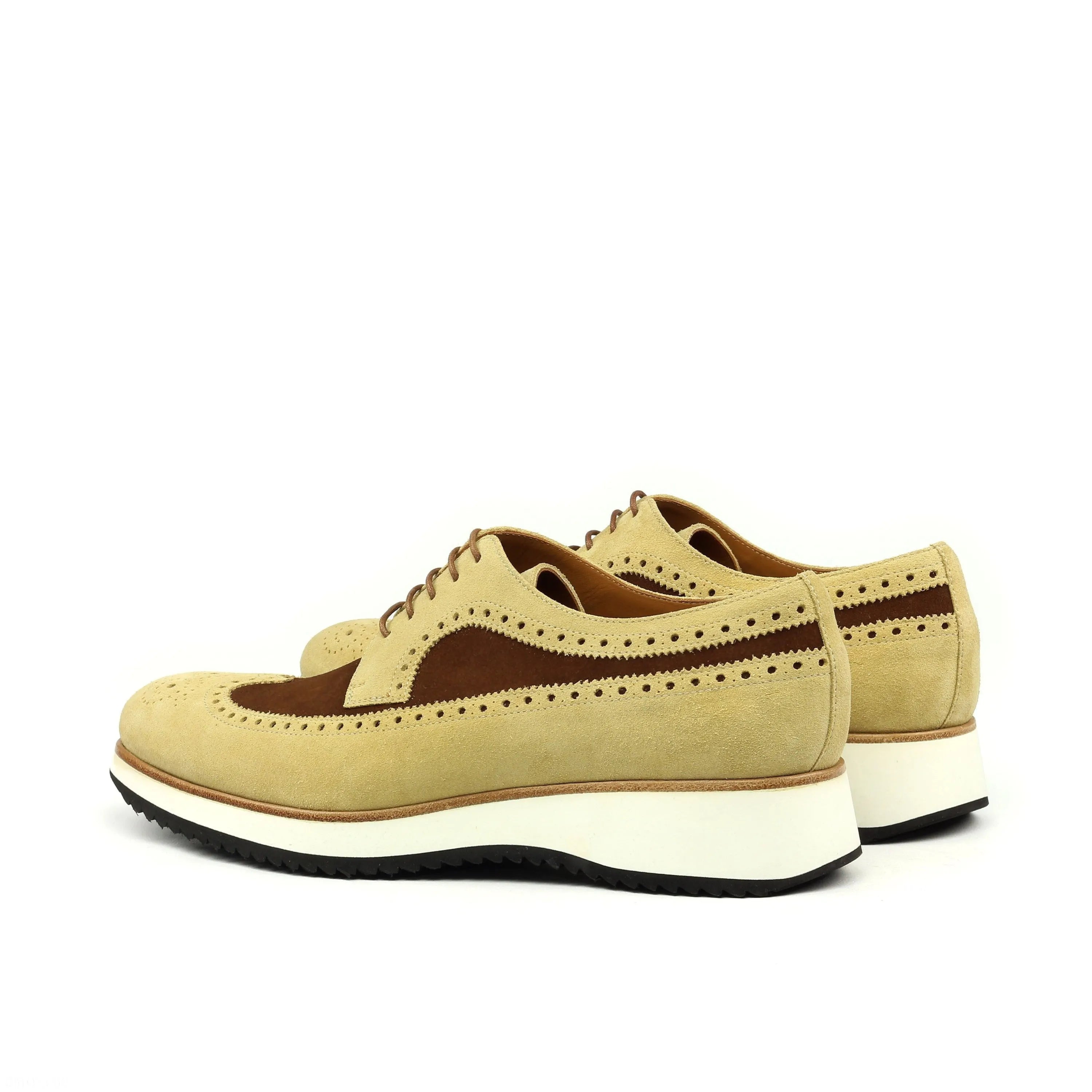 Tan lux suede Rudi Longwing Blucher II long wingtip blucher shoes