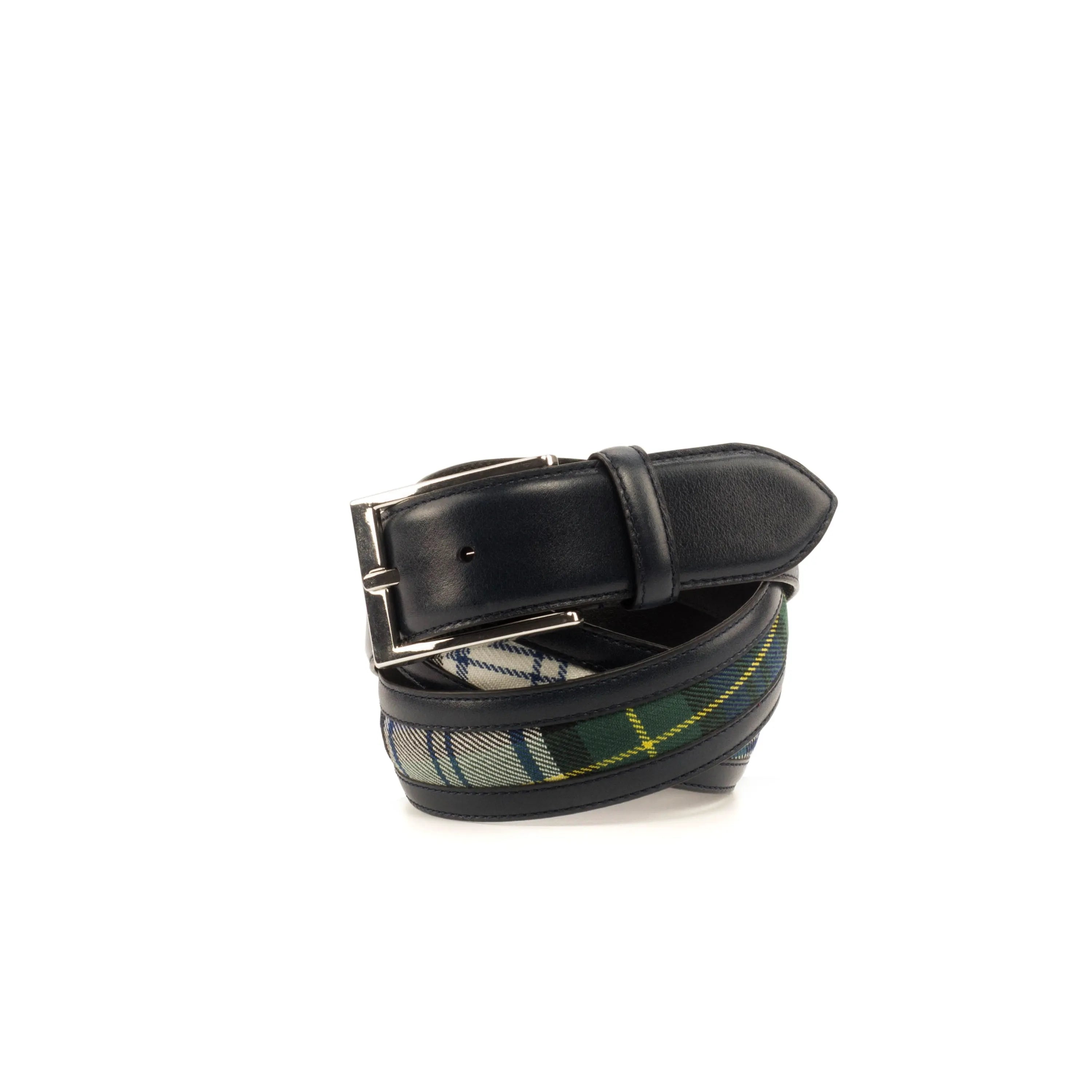 Sahnish Venice belt with plaid fabric and leather details