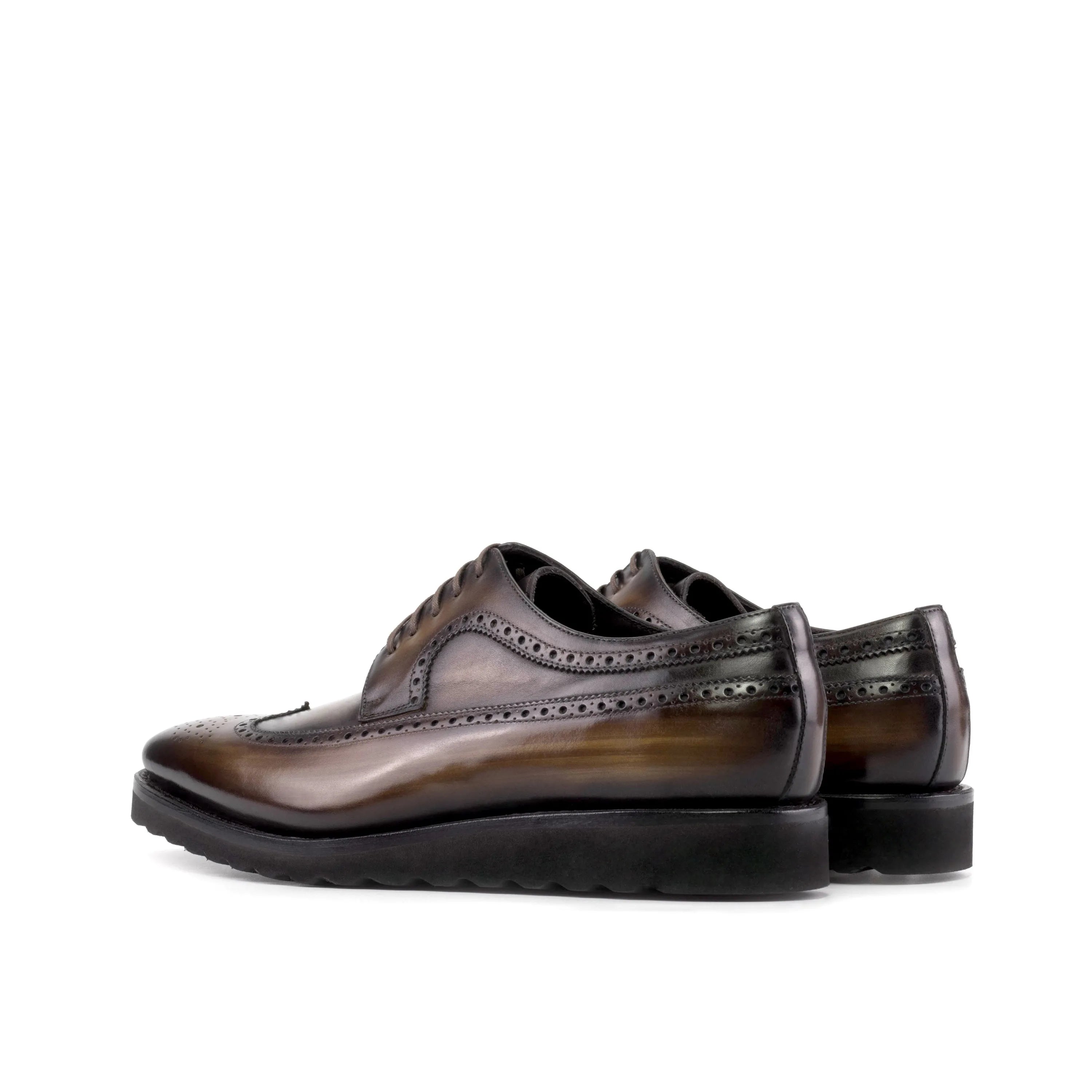 Saif patina longwing blucher brown leather wingtip dress shoes
