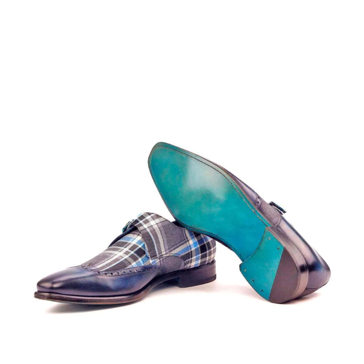 Salute Single Monk Patina II stylish plaid single monk shoes