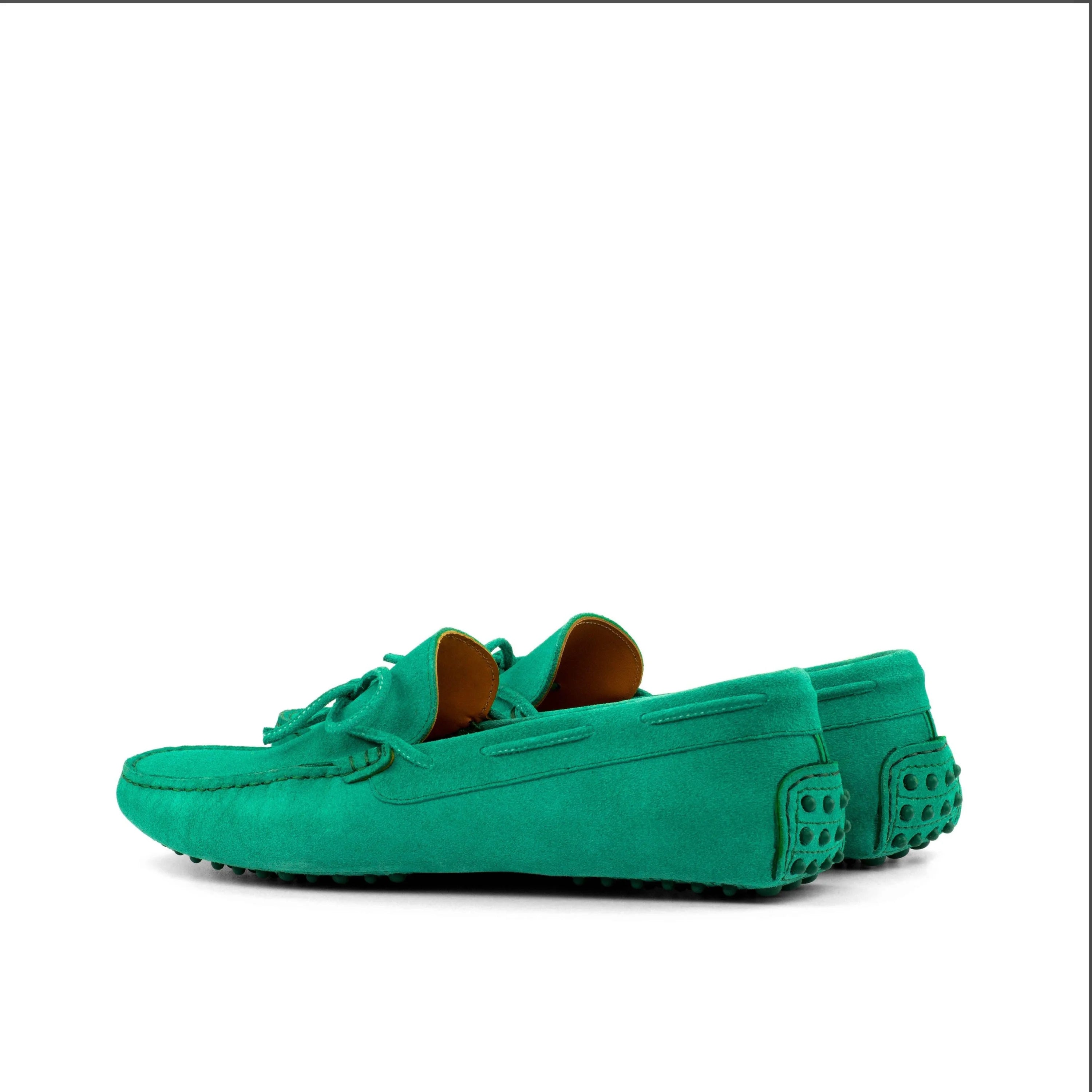 Tod’s San Diego Driver II green suede tassel loafers, men casual shoes