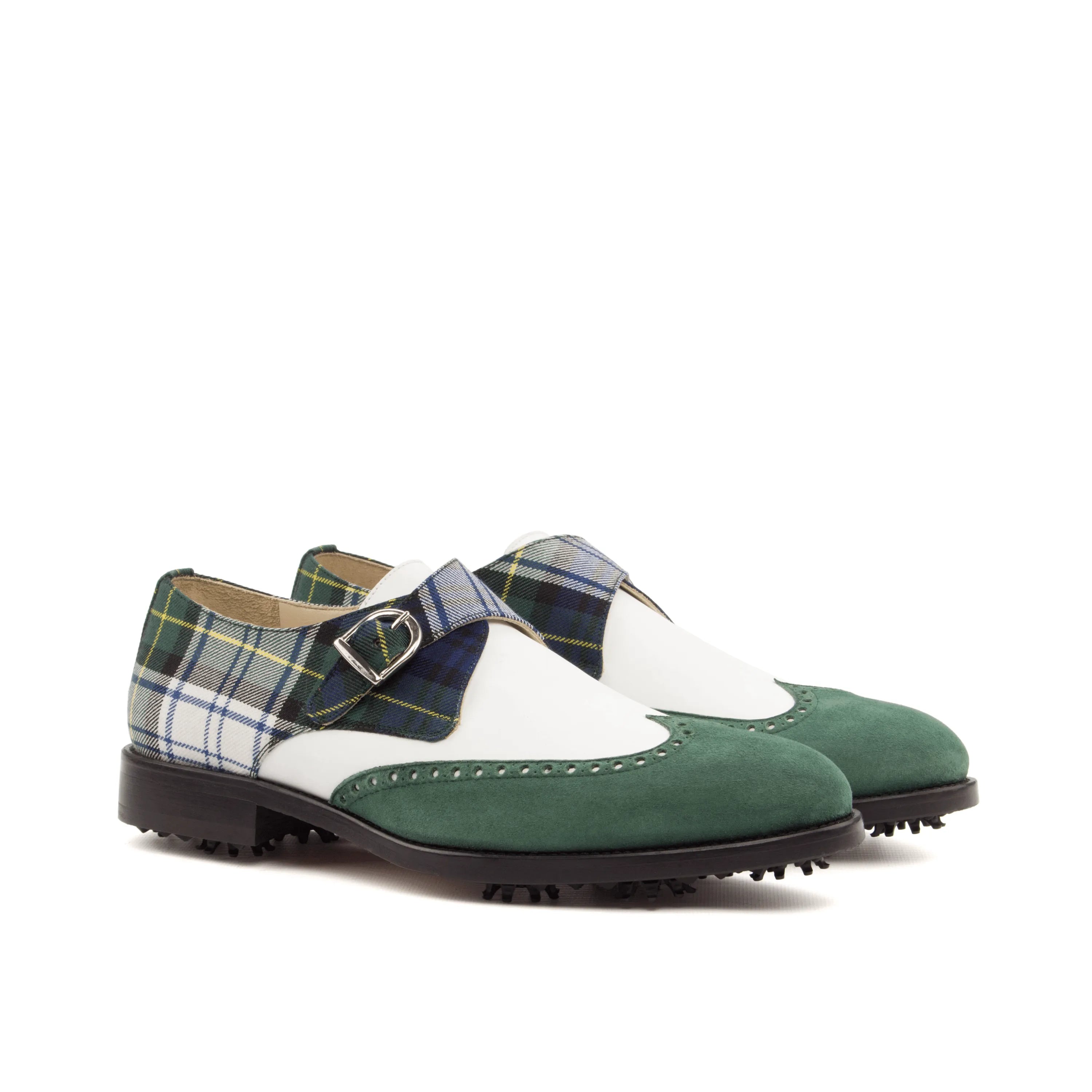Scopas Single Monk golf shoes II in tartan and green