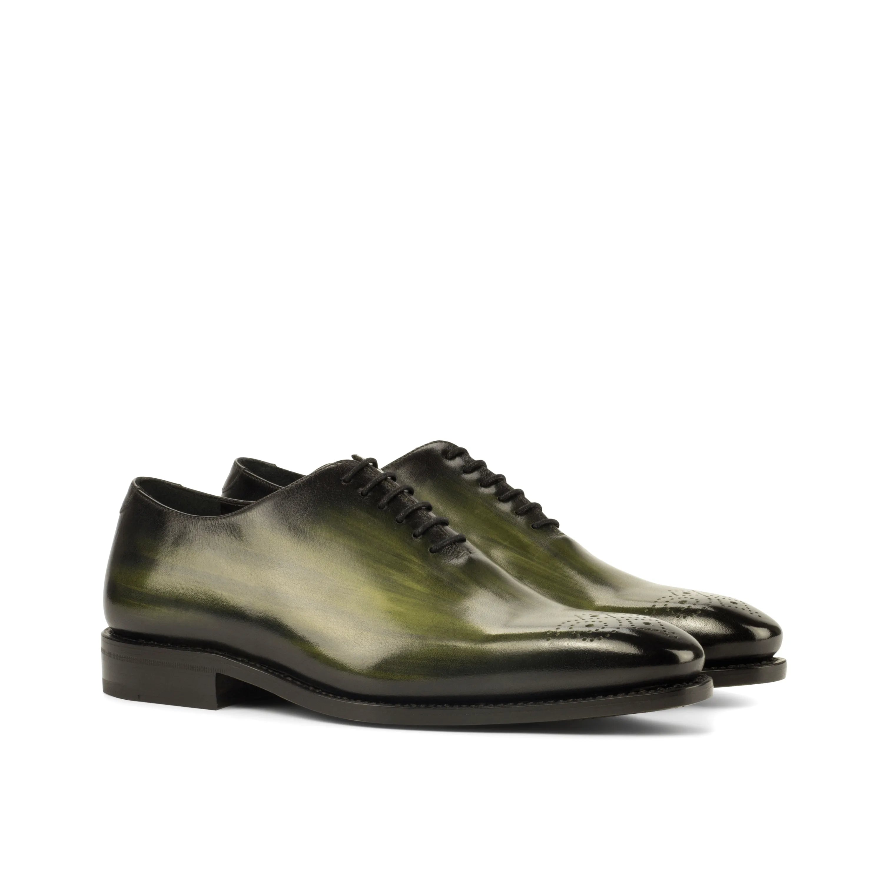 Green whole cut patina Seke luxury bespoke shoes for men