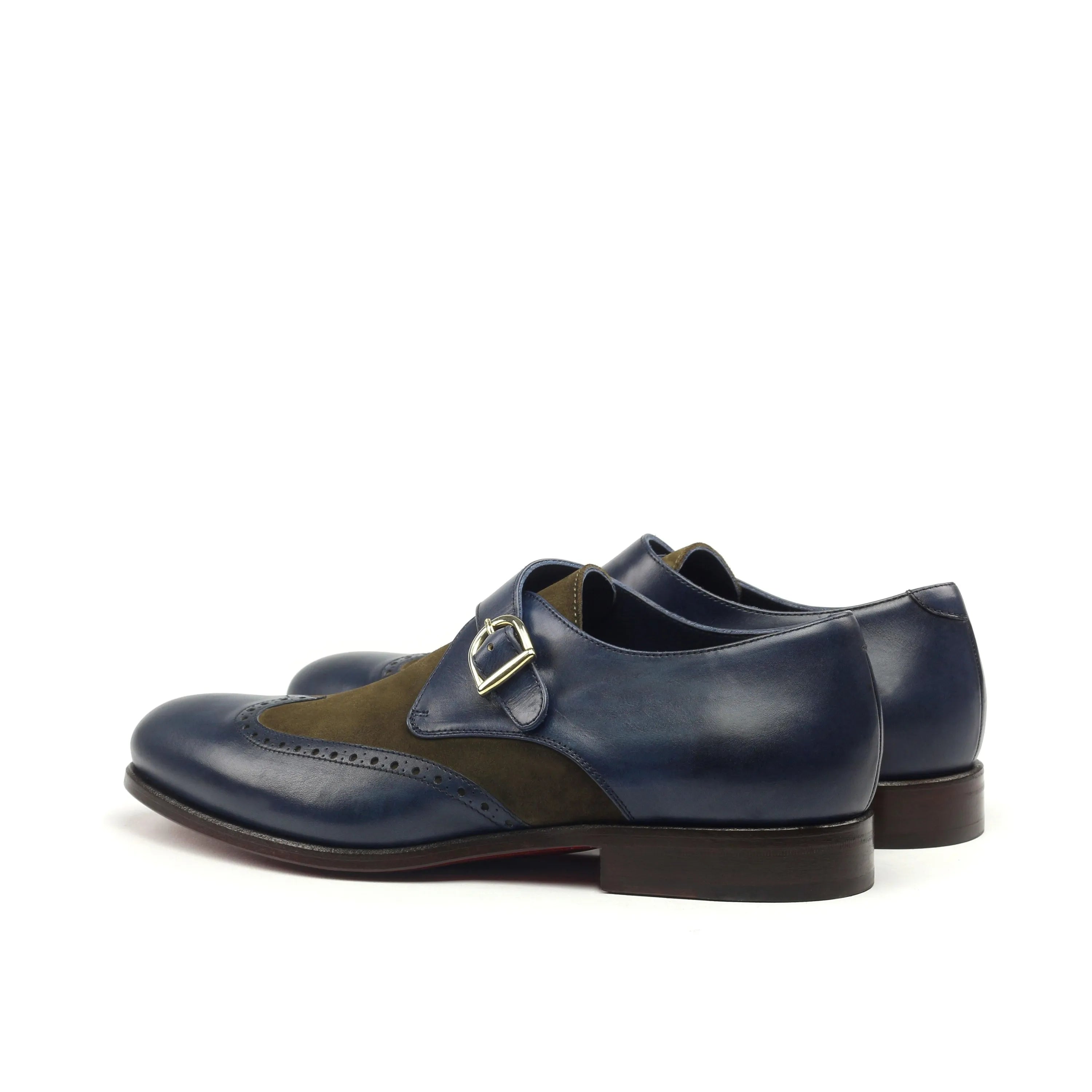 Shakspear Single Monk II blue and brown leather single monk shoes
