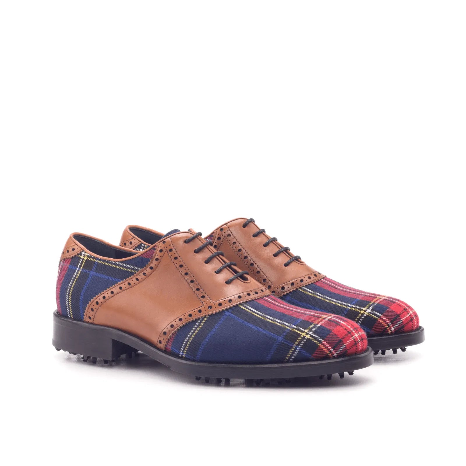 Shapiro saddle golf shoes II in tartan and leather