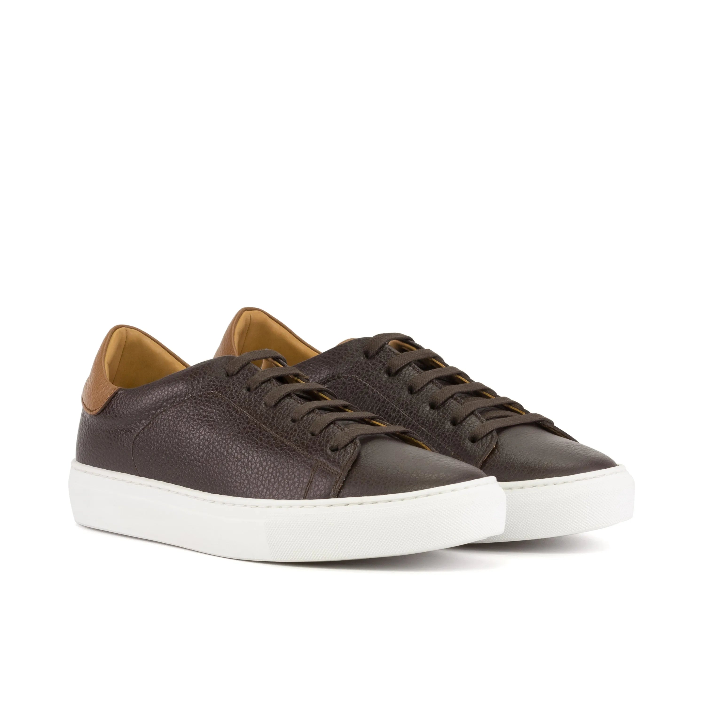 Soleil Trainer Sneaker in brown Italian calf leather with white soles