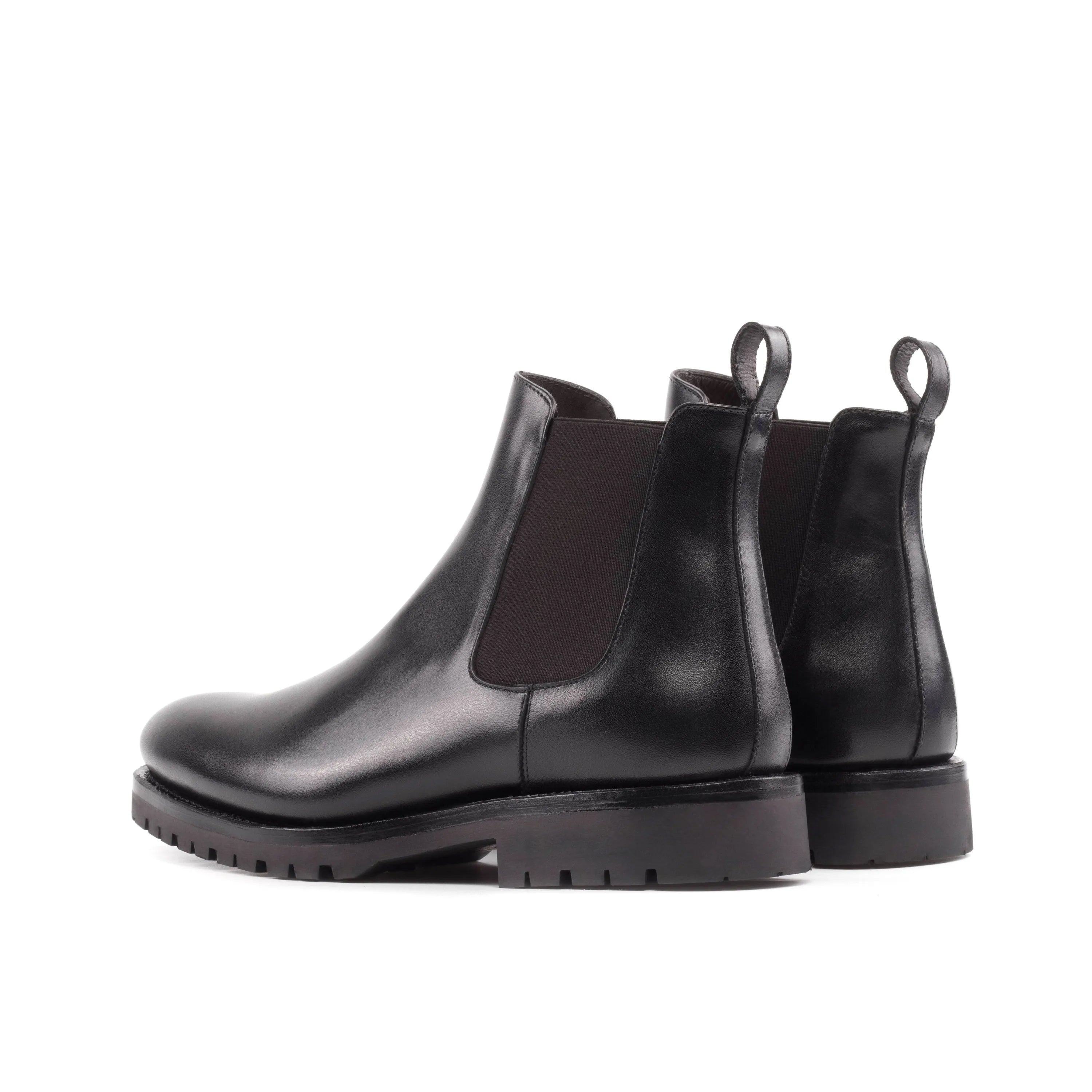 Black leather Solitude Chelsea Boots back view