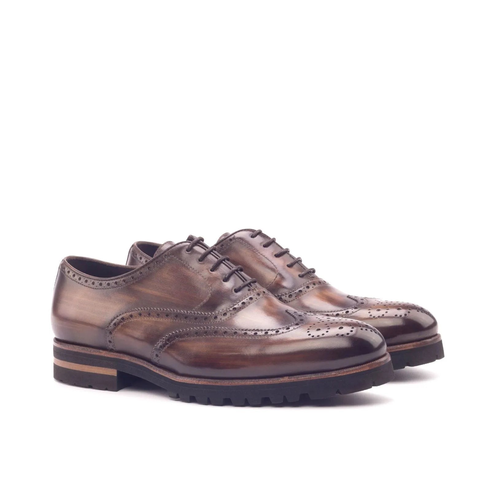 Southeast full brogue brown leather wingtip dress shoes for men