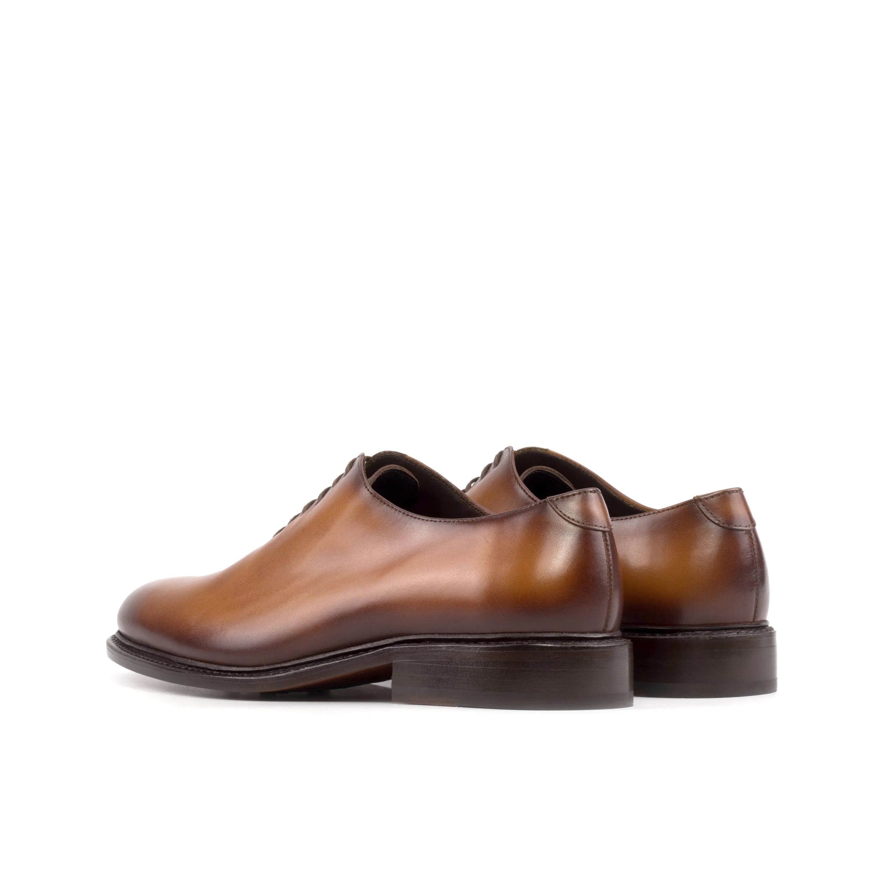 Stellar wholecut brown leather dress shoes back view