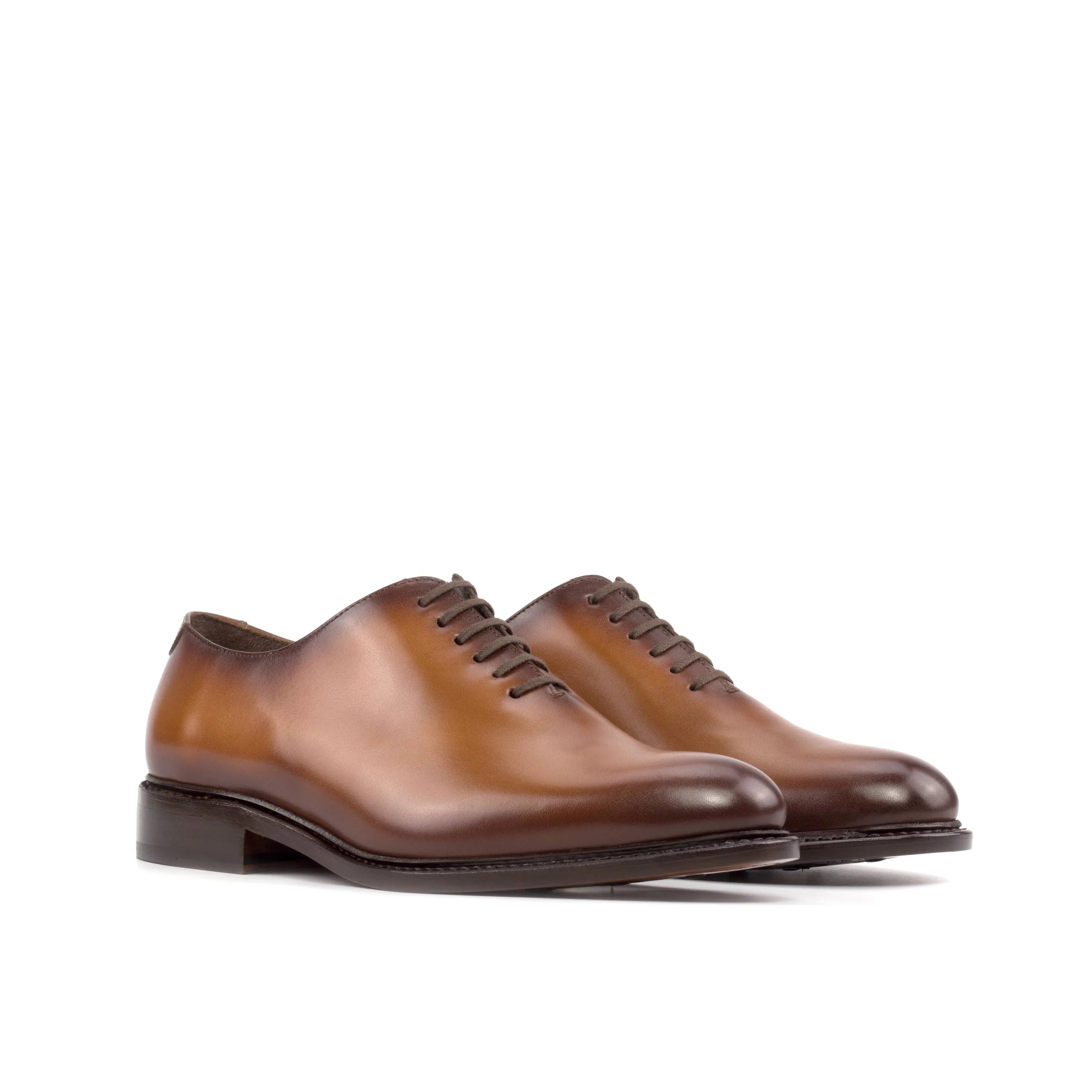 Stellar wholecut brown leather dress shoes back view