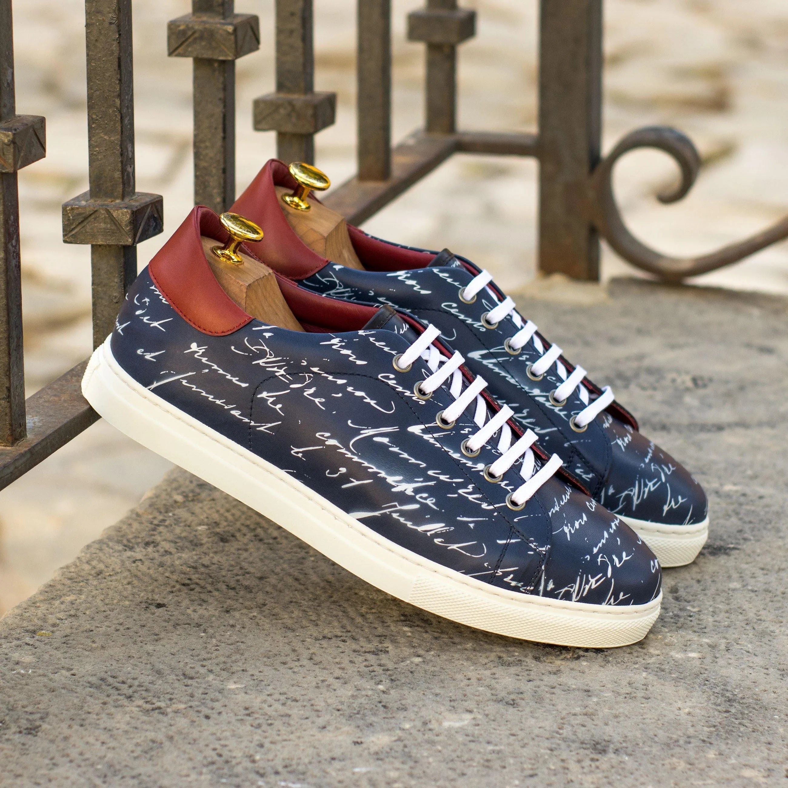 Story Trainer Sneaker II with patterned painted calf and white cupsole trainer soles