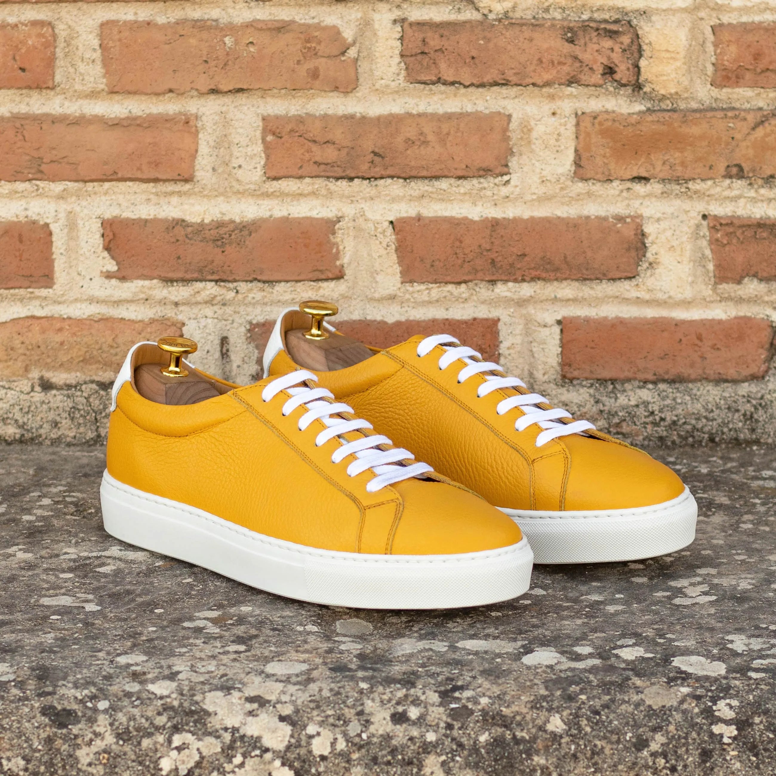 Yellow Sunnies low kick sneaker in grain calf leather