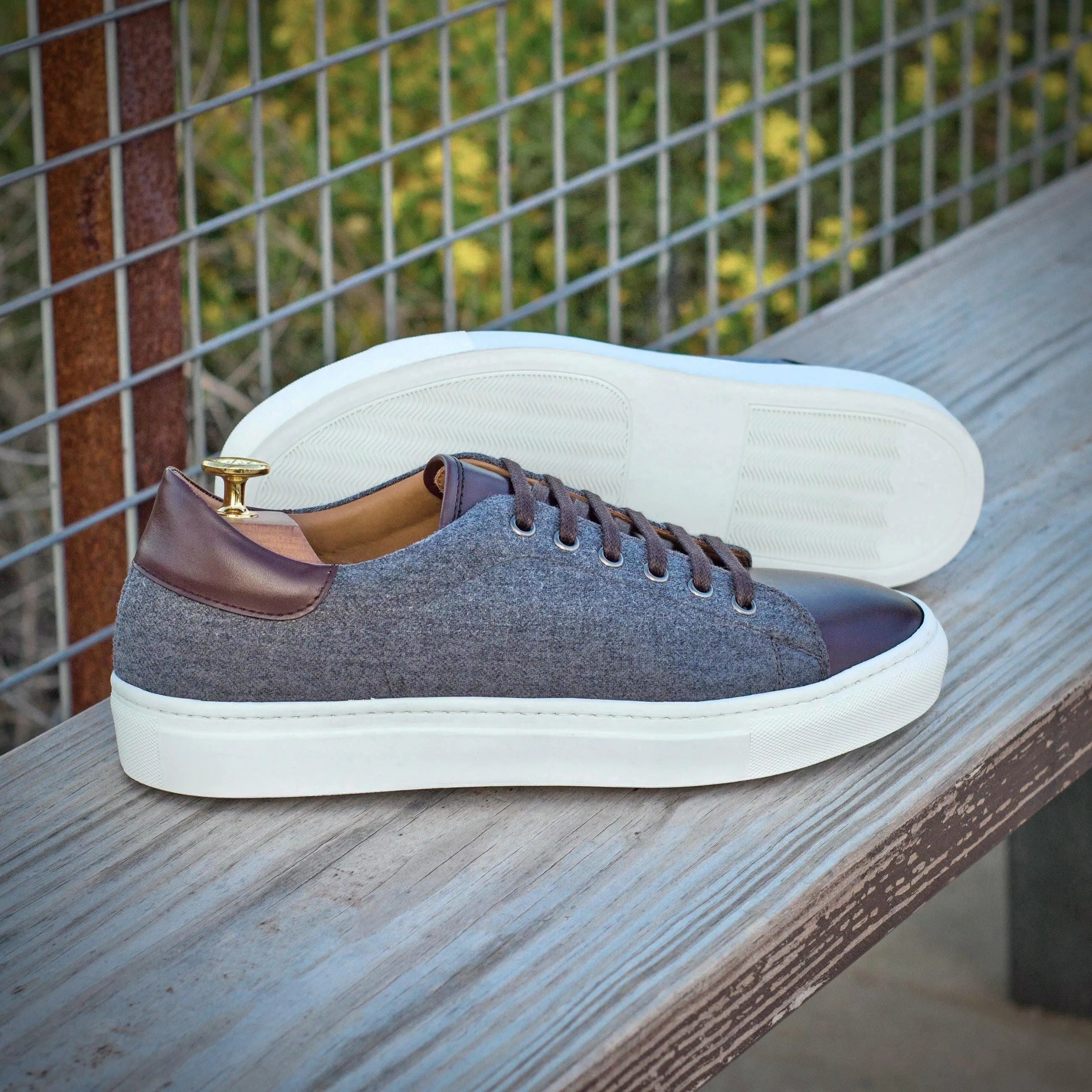Stylish gray and brown Supera Trainer Sneakers II back view