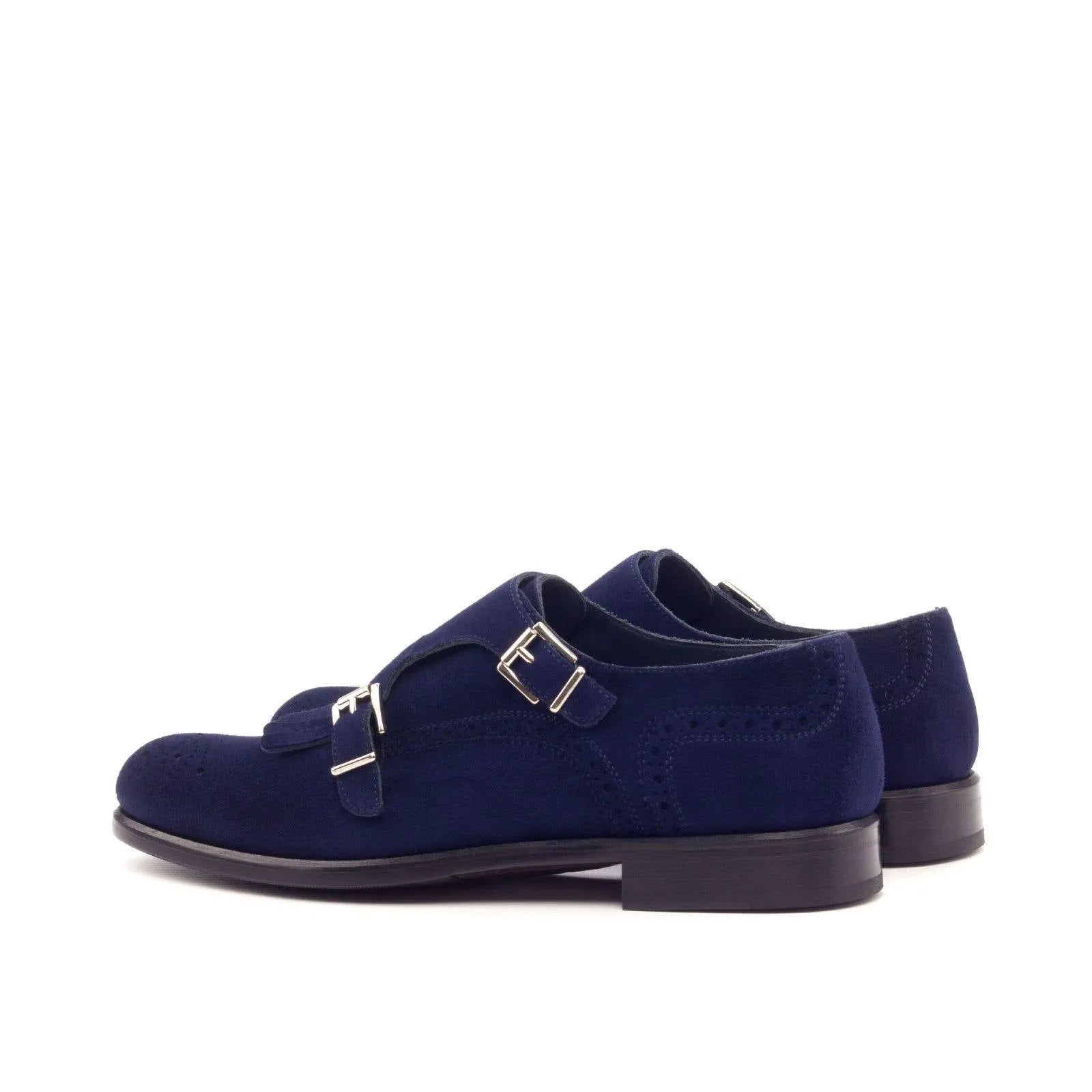 Susan Kiltie unisex monk strap blue suede shoes pair