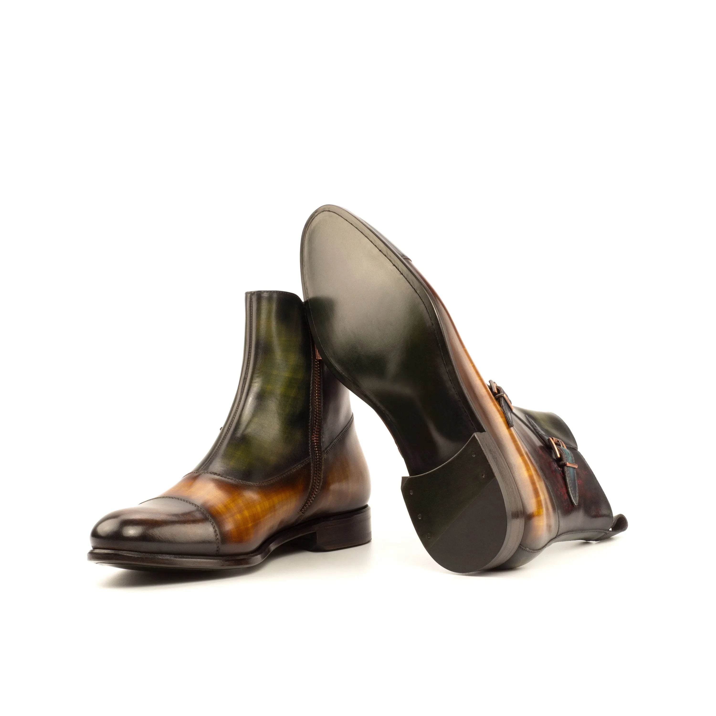 T59 Octavian Patina two-toned leather ankle boots