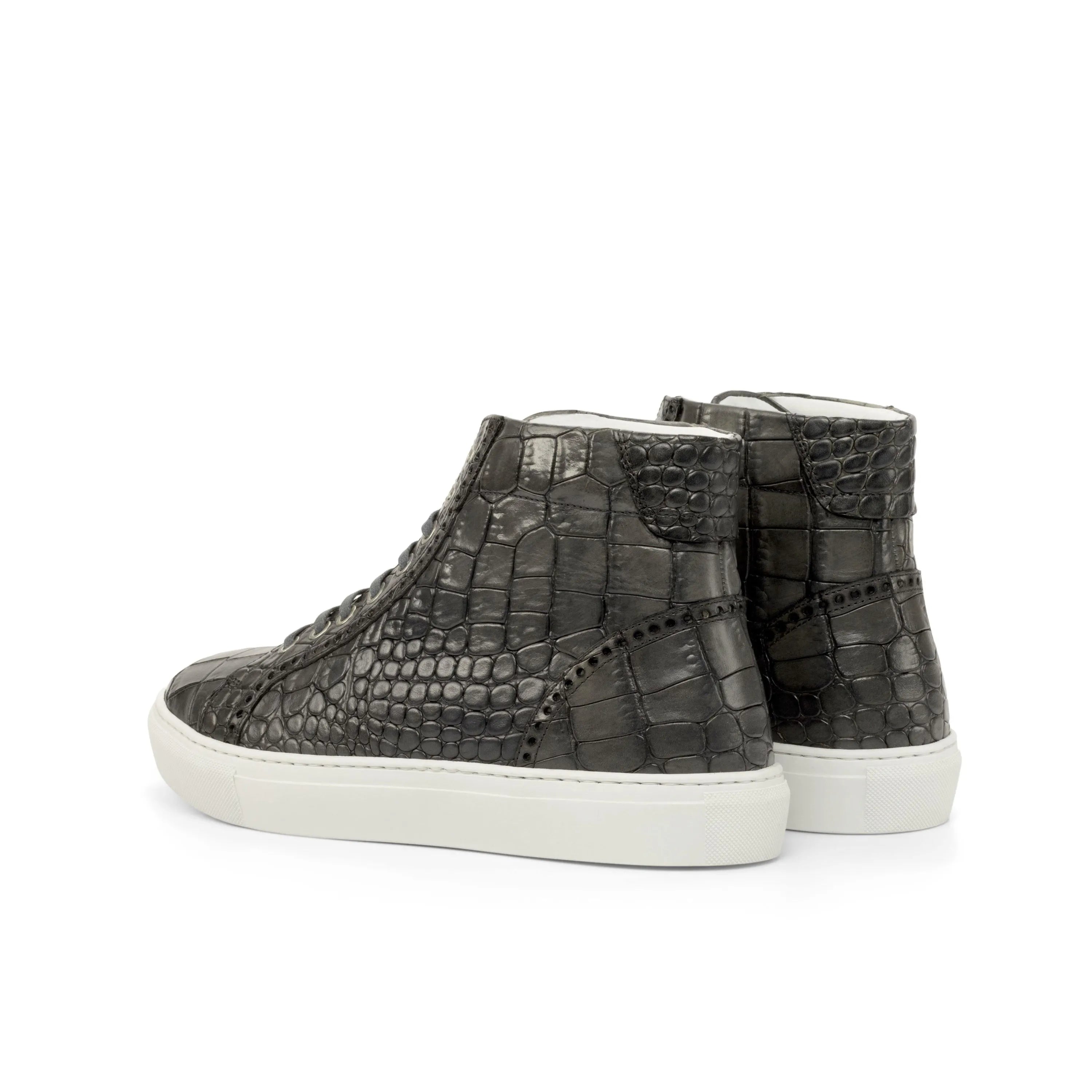 Gray crocodile high kicks sneakers T9 High Kicks back view