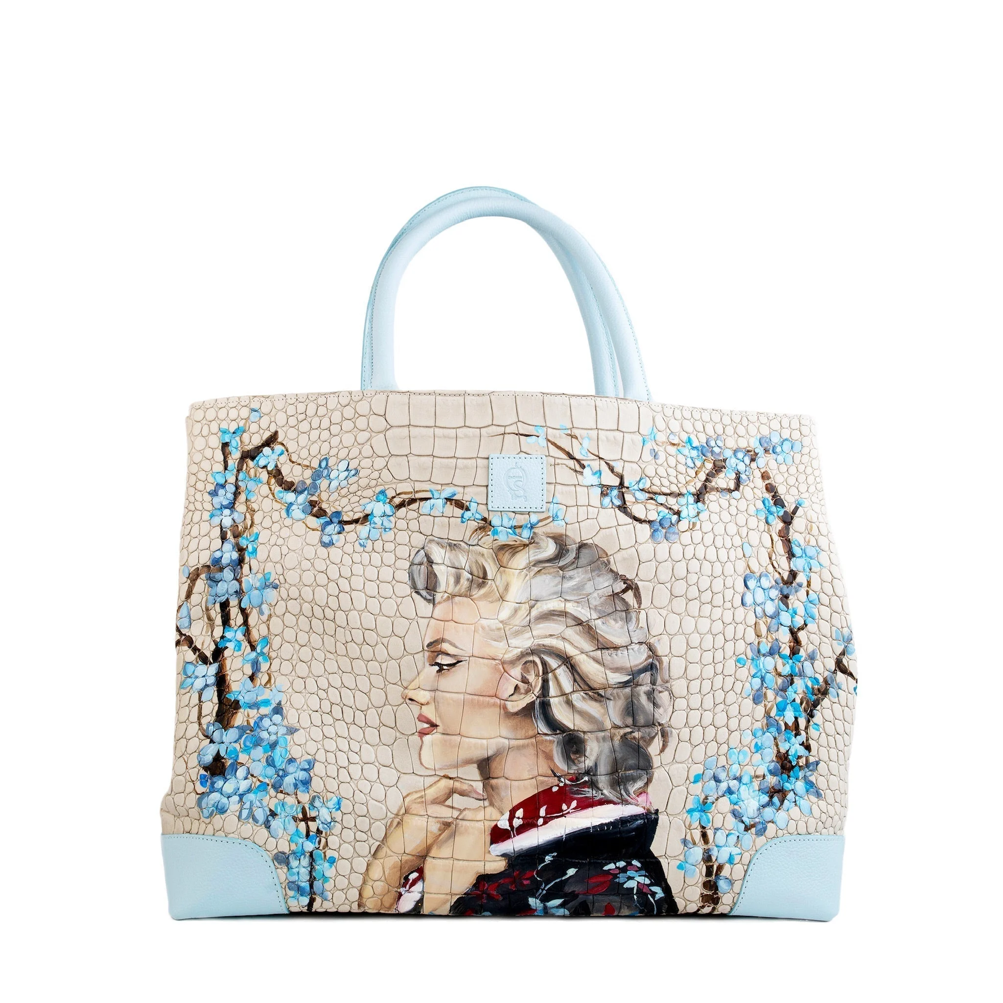 Marilyn Weekender Bag with Marilyn Monroe portrait and floral accents