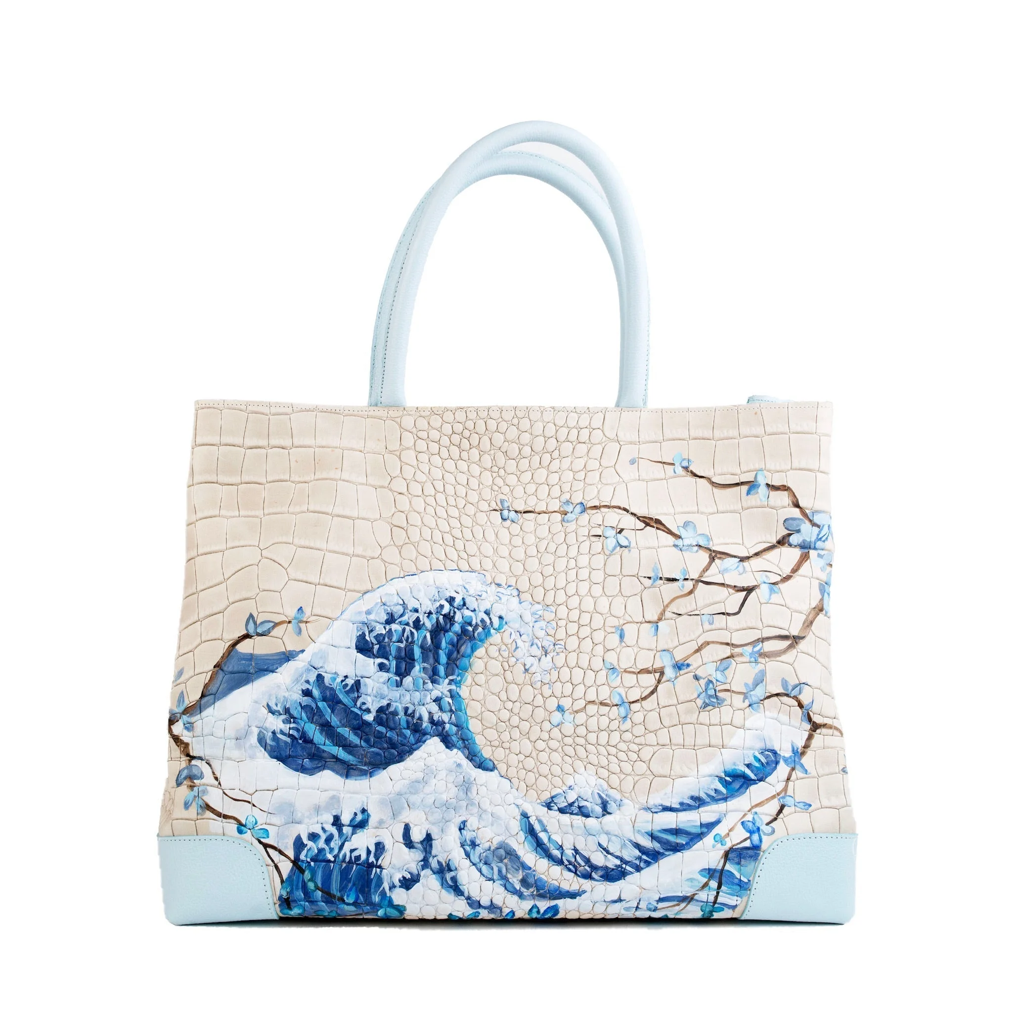 Marilyn Weekender Bag with wave and floral Italian leather design