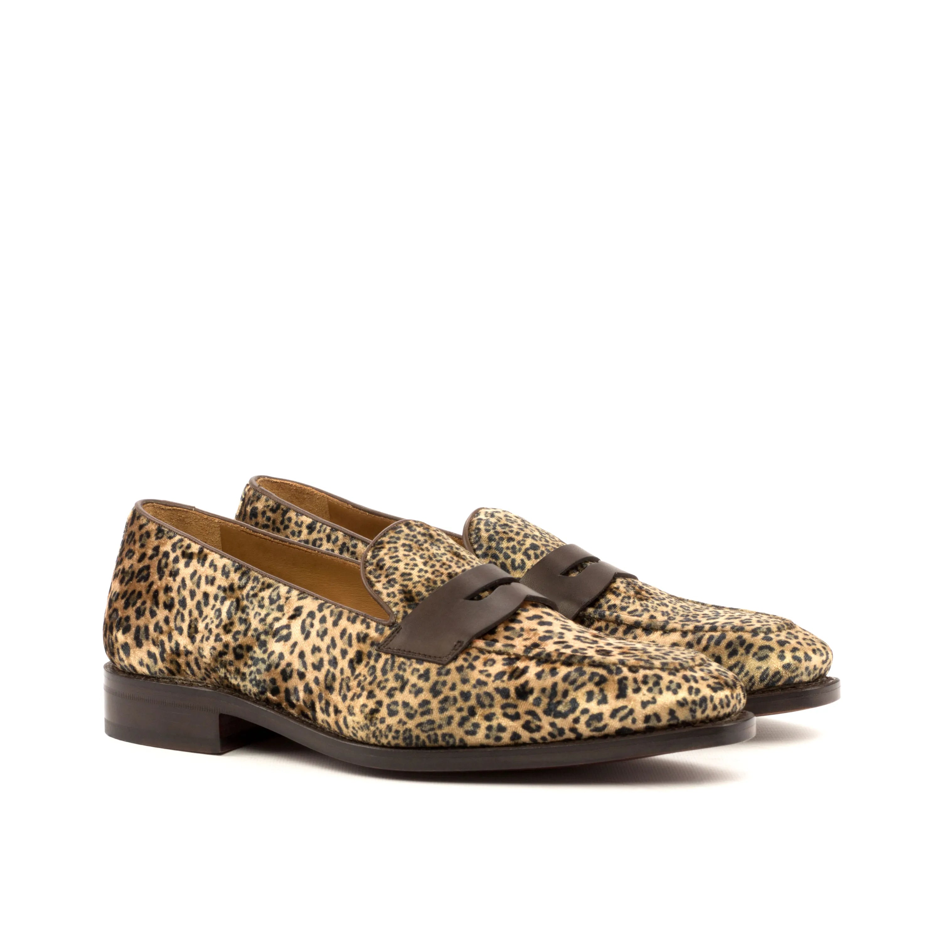 Tilluis loafers in leopard print leather, luxury bespoke shoes for men