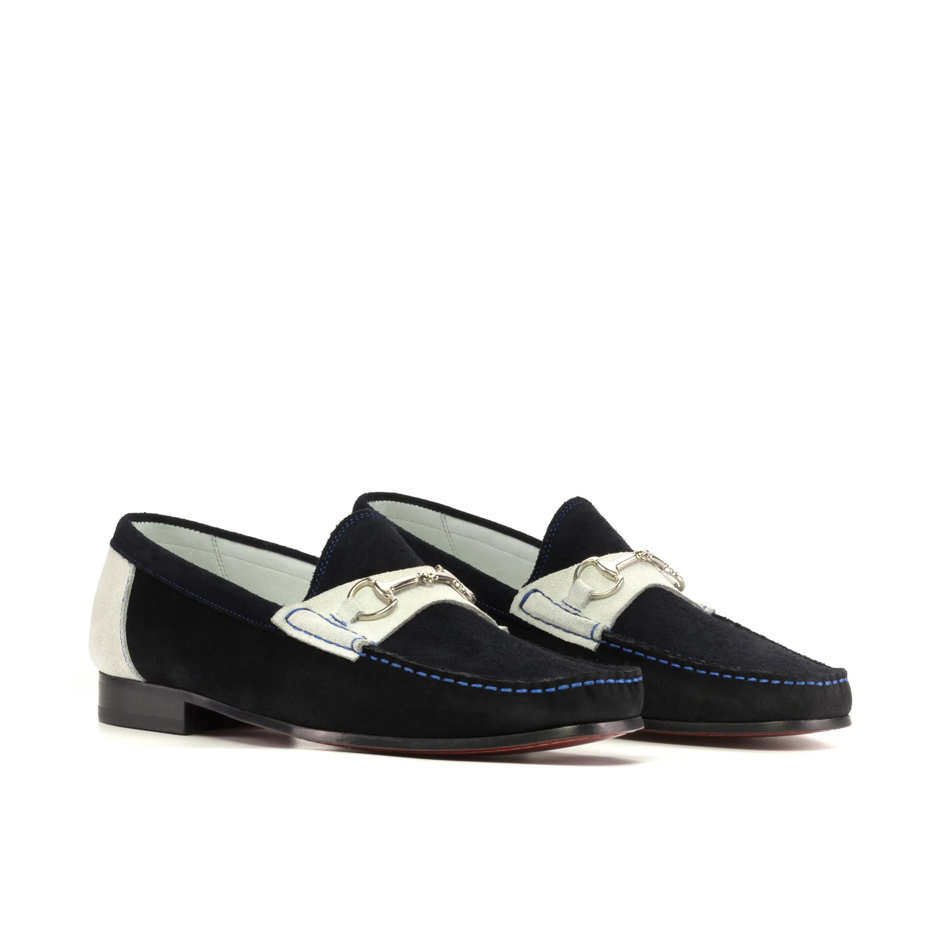 Timzy Moccasin black and white horsebit loafers, luxury bespoke shoes for men