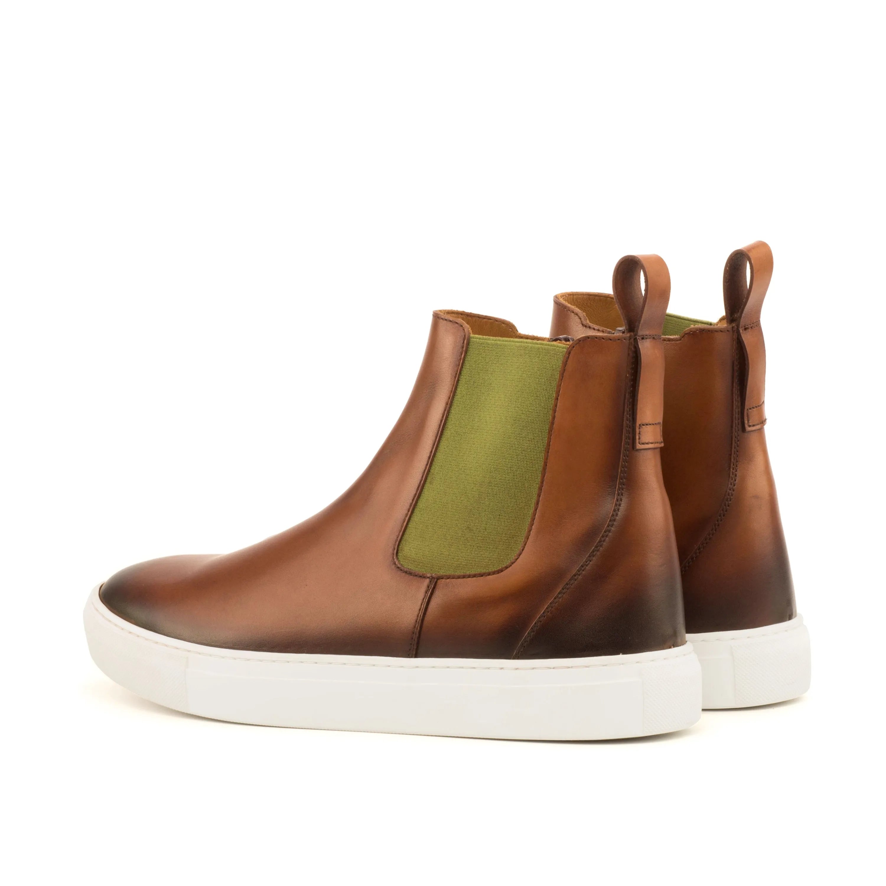 TR99 Chelsea sneaker boots in brown leather with white soles