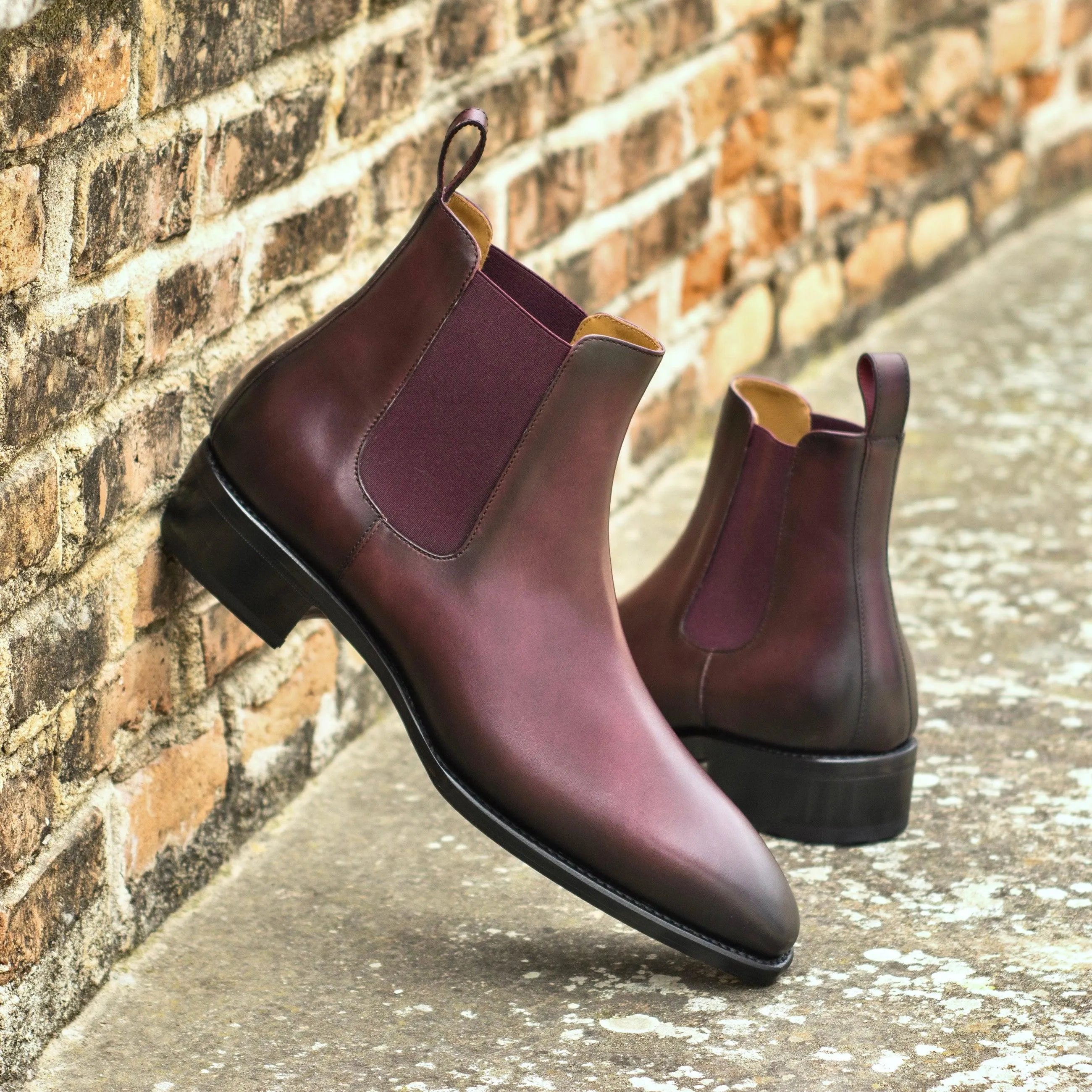 Truman Chelsea Boot in burgundy leather, rear view