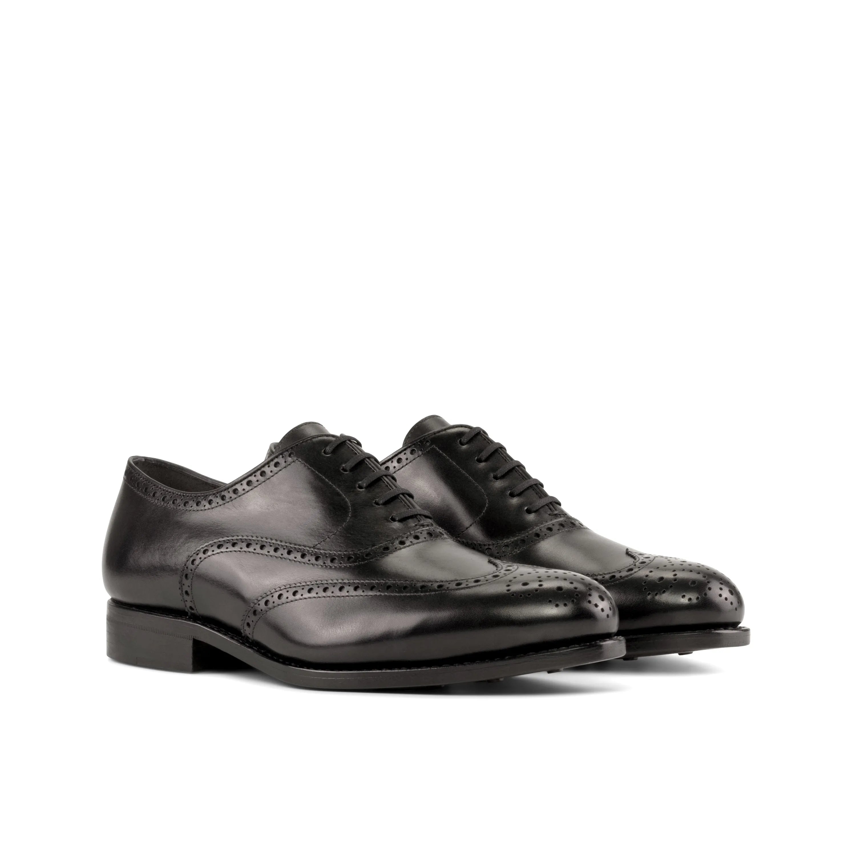 Pair of black leather Umberto full brogue dress shoes